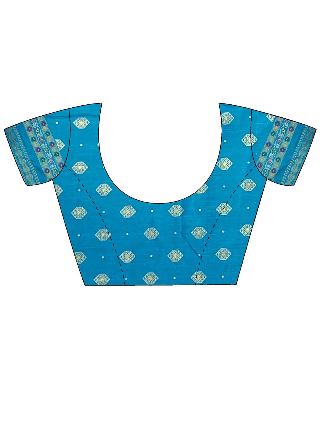 Lavender & Teal Foil Print Blue Saree - Ressa