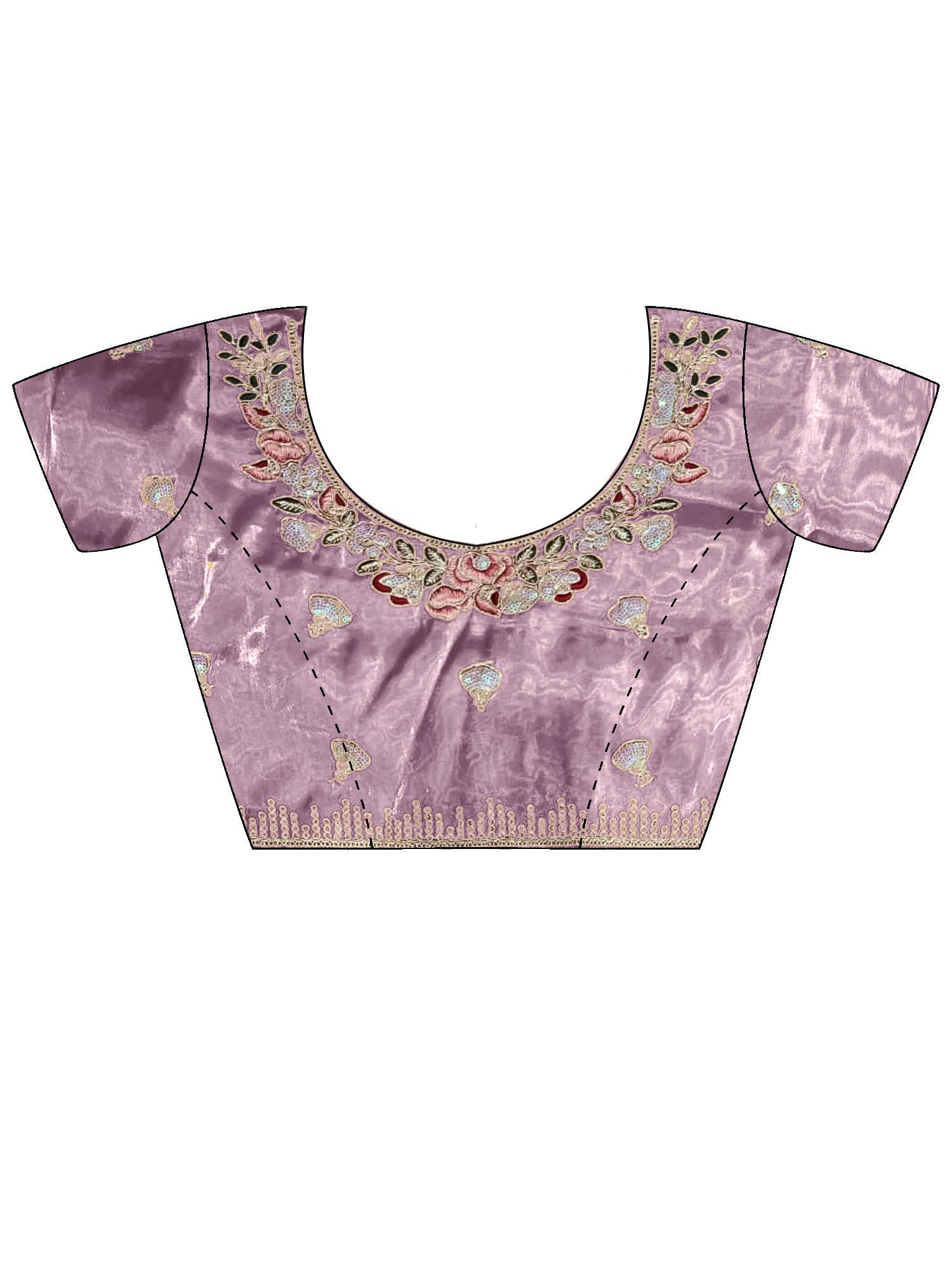 Lavender Tissue Saree with Floral Border - Ressa