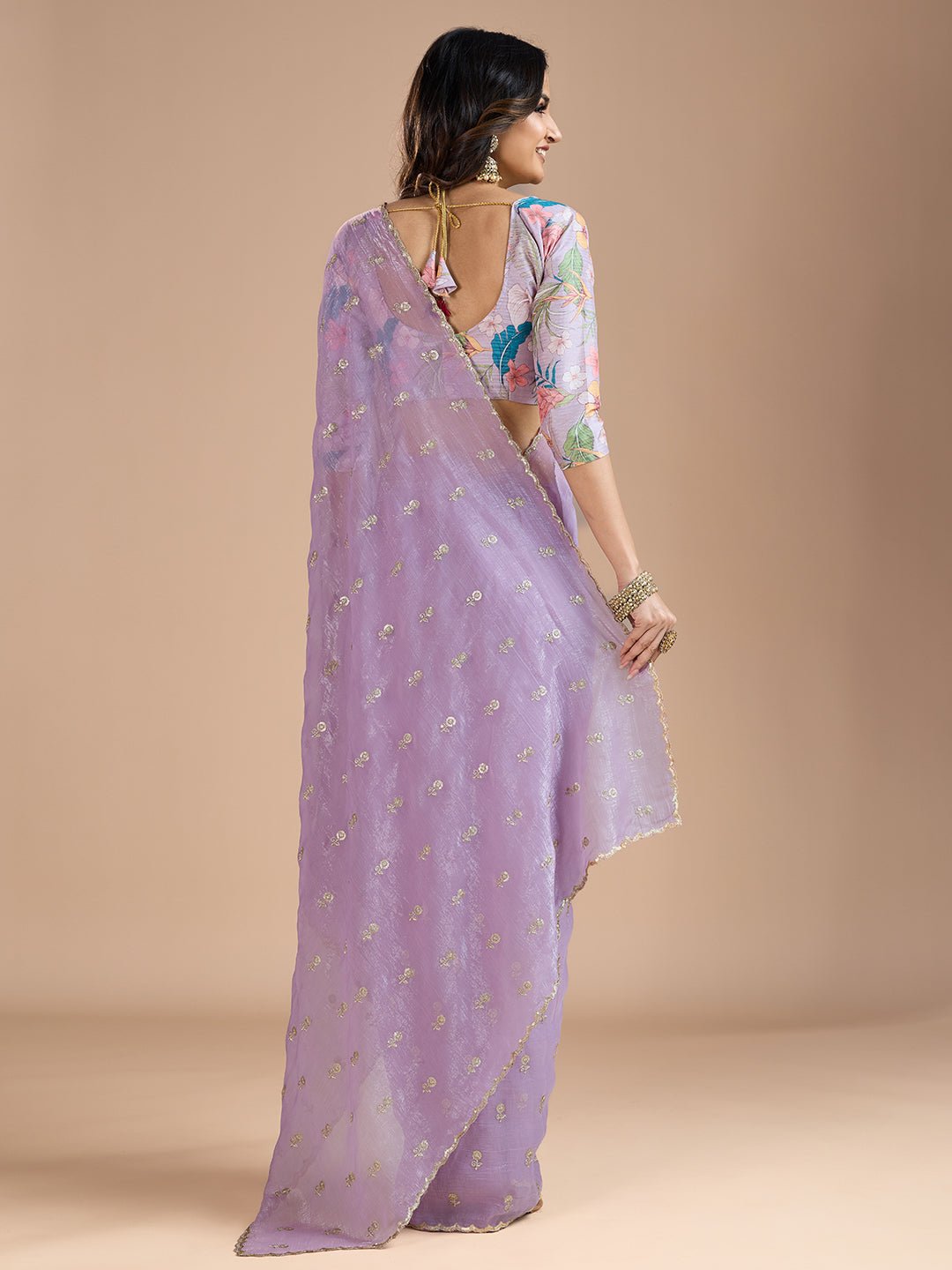 Lavender Tissue Silk Saree - Ressa
