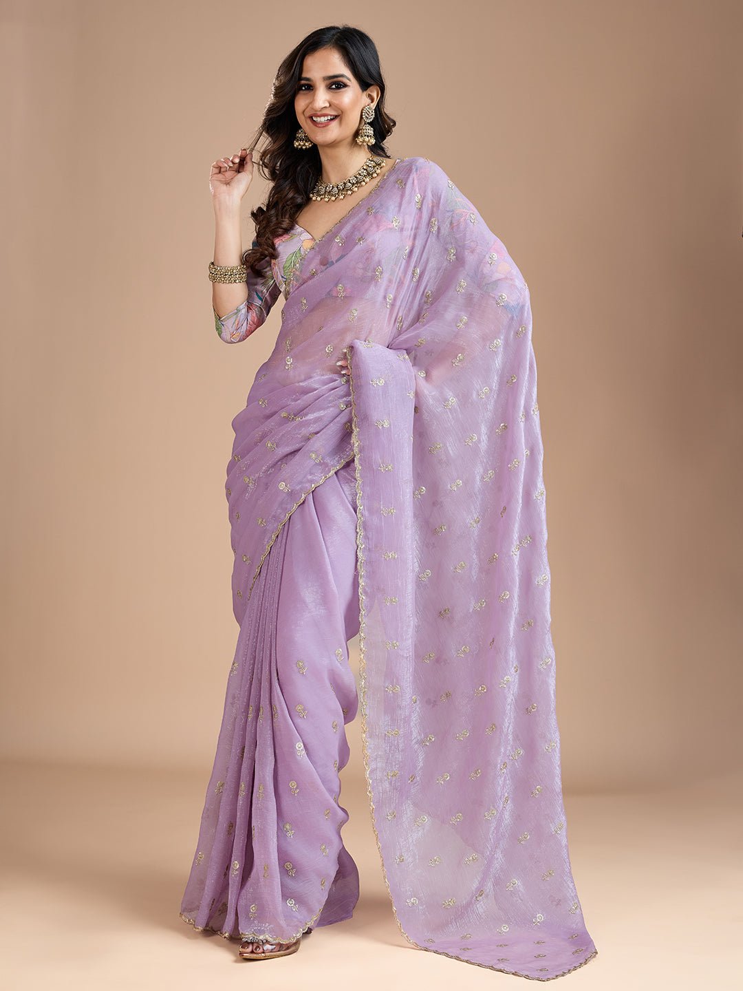 Lavender Tissue Silk Saree - Ressa