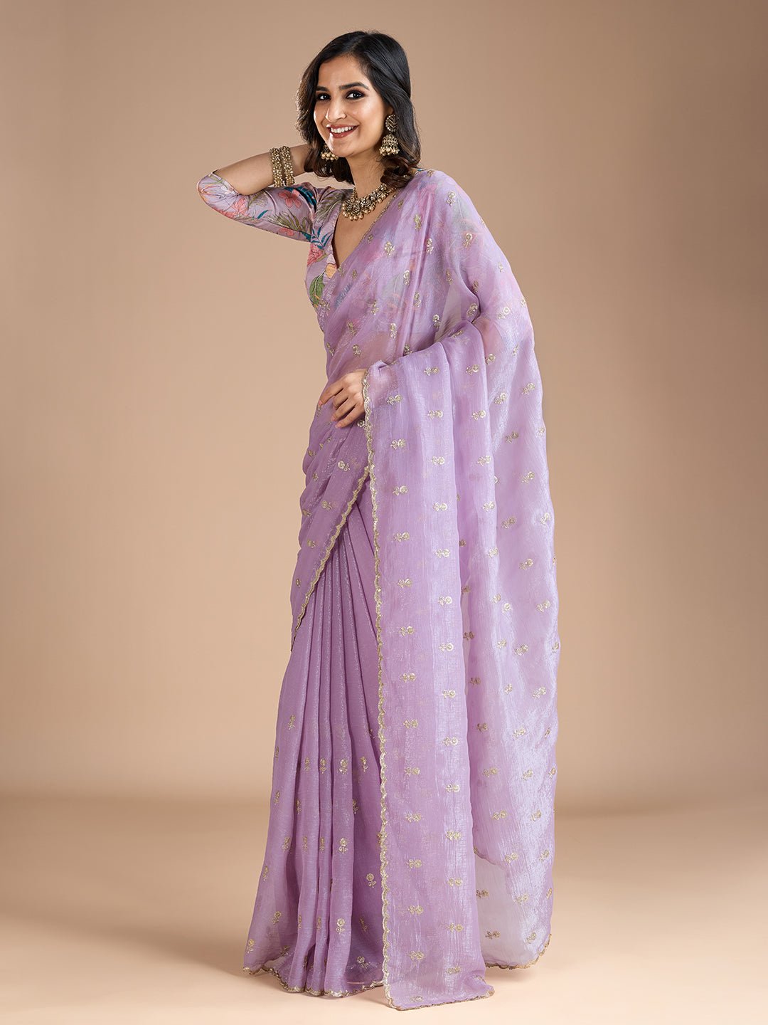 Lavender Tissue Silk Saree - Ressa