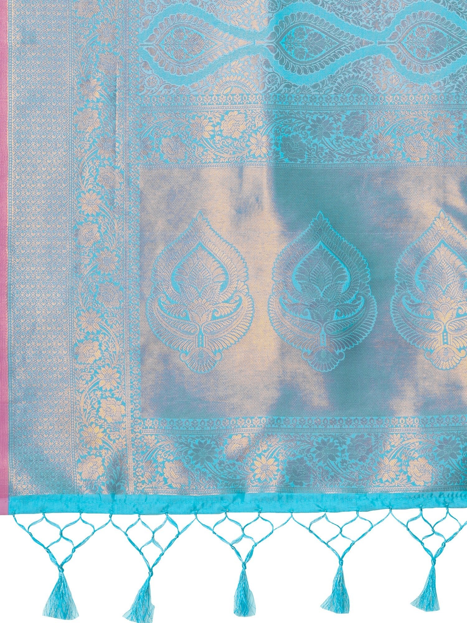 Light Bllue Silk Blend Kanjeevaram Silk Saree - Ressa