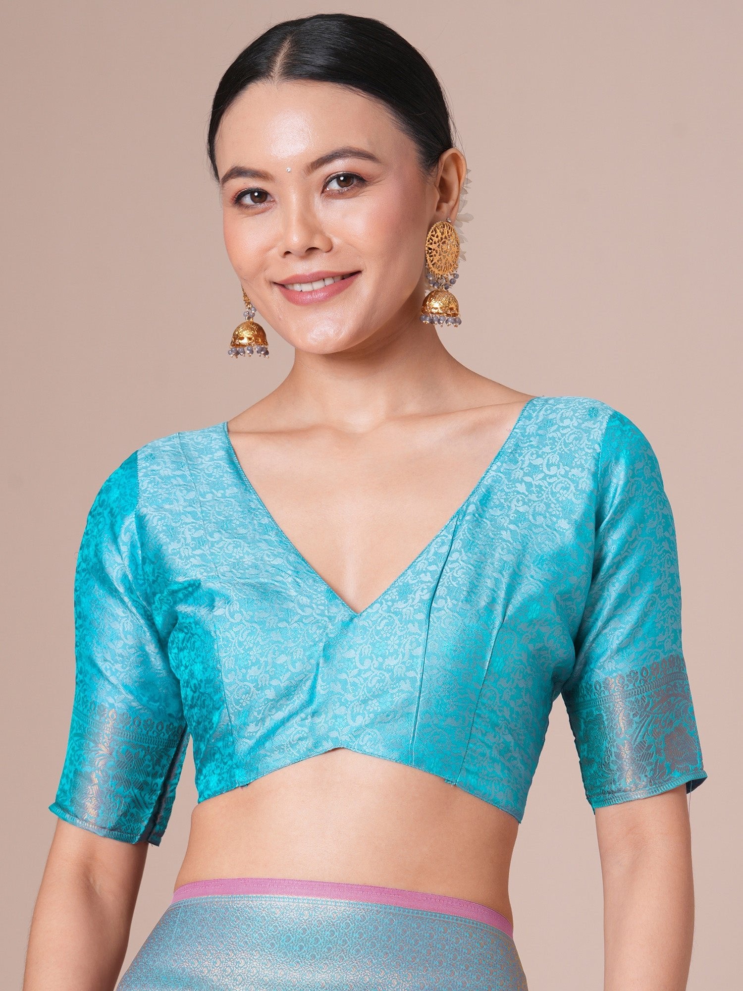 Light Bllue Silk Blend Kanjeevaram Silk Saree - Ressa