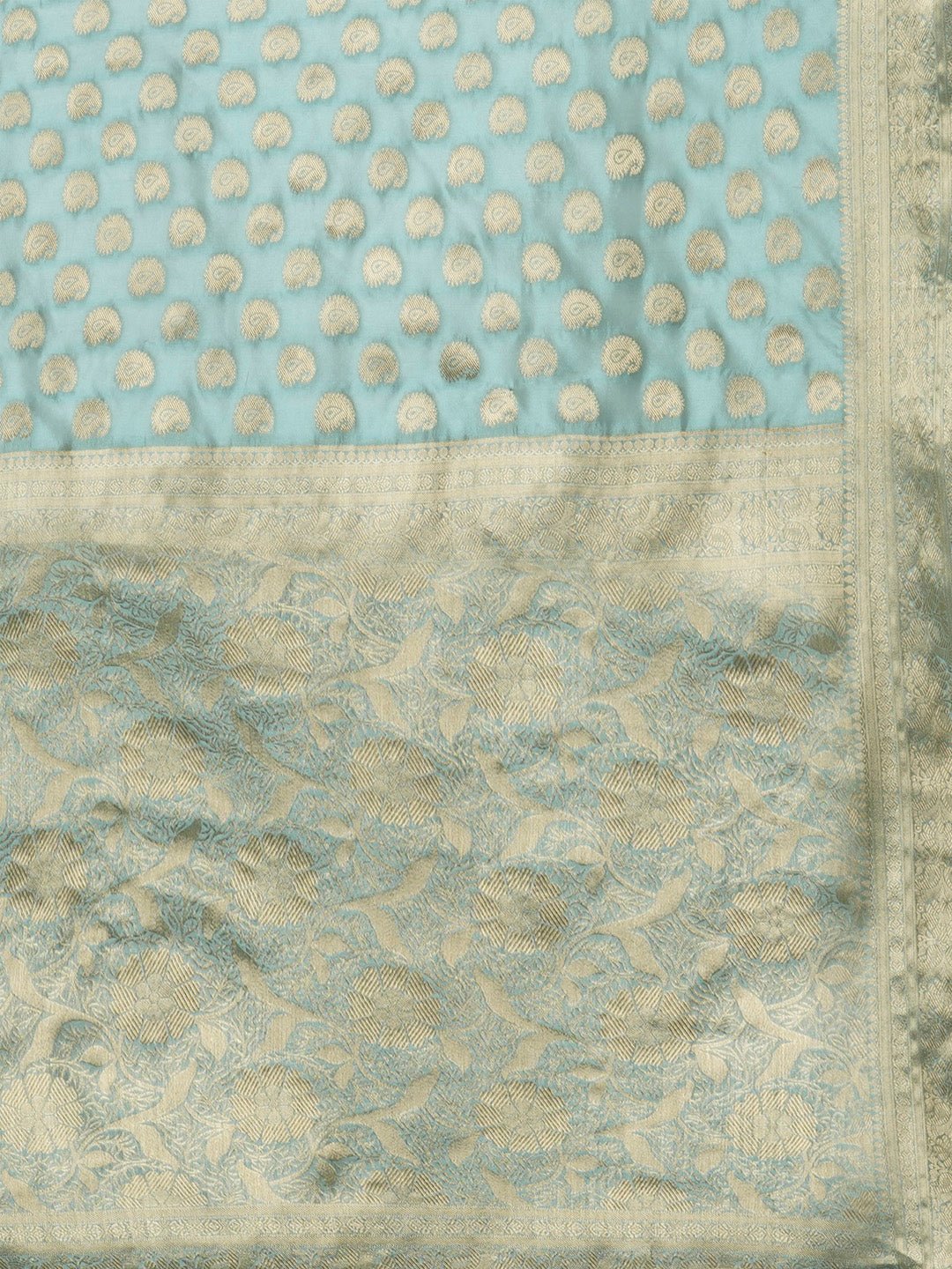 Light Blue Organza Banarasi Silk Saree - Ressa