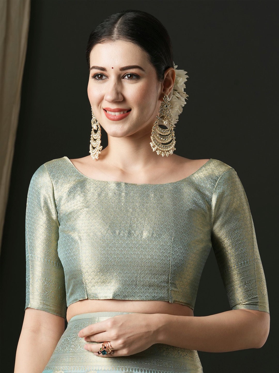 Light Blue Organza Banarasi Silk Saree - Ressa
