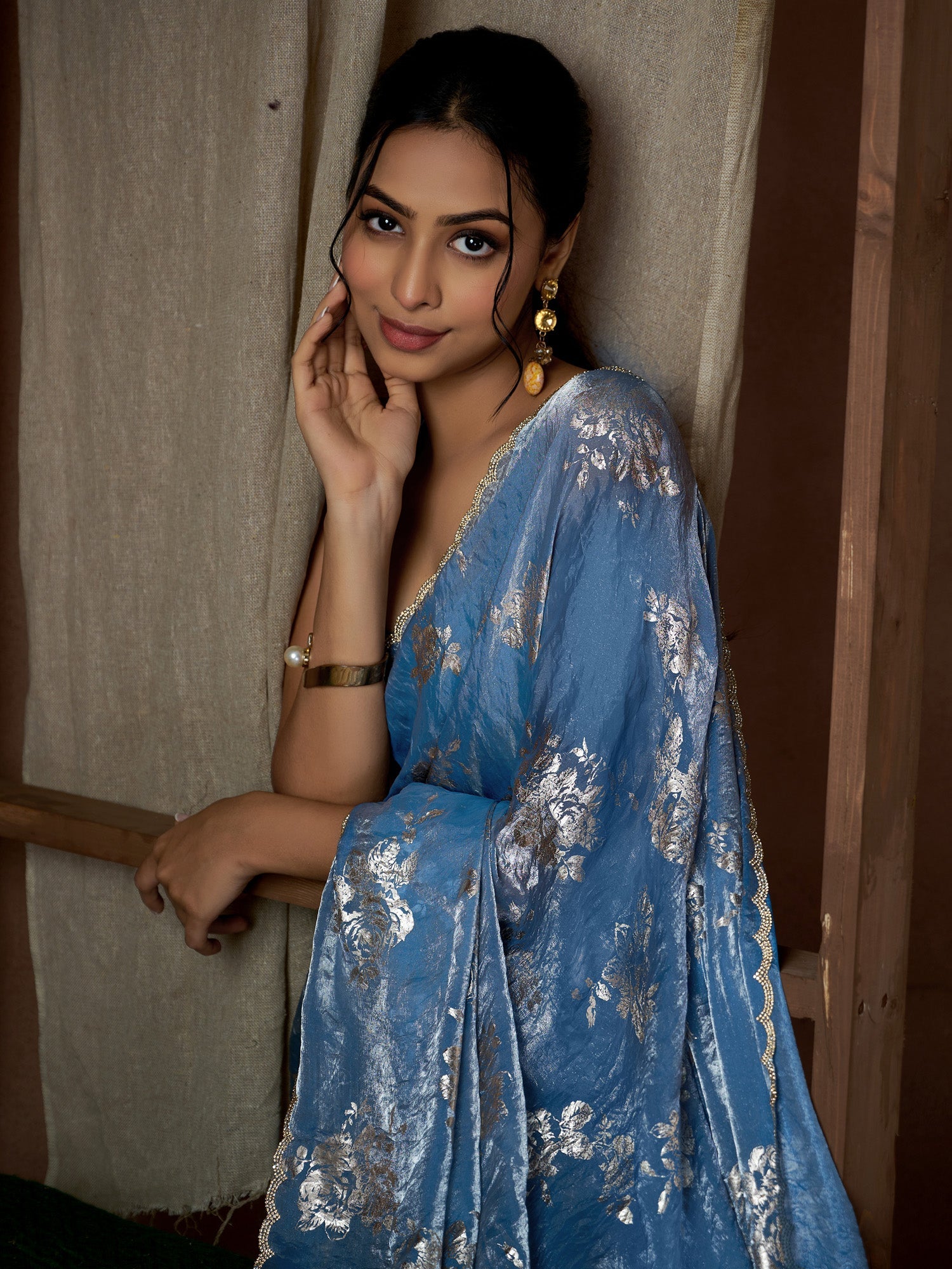 Light Blue Pure Silk Party Wear Saree - Ressa