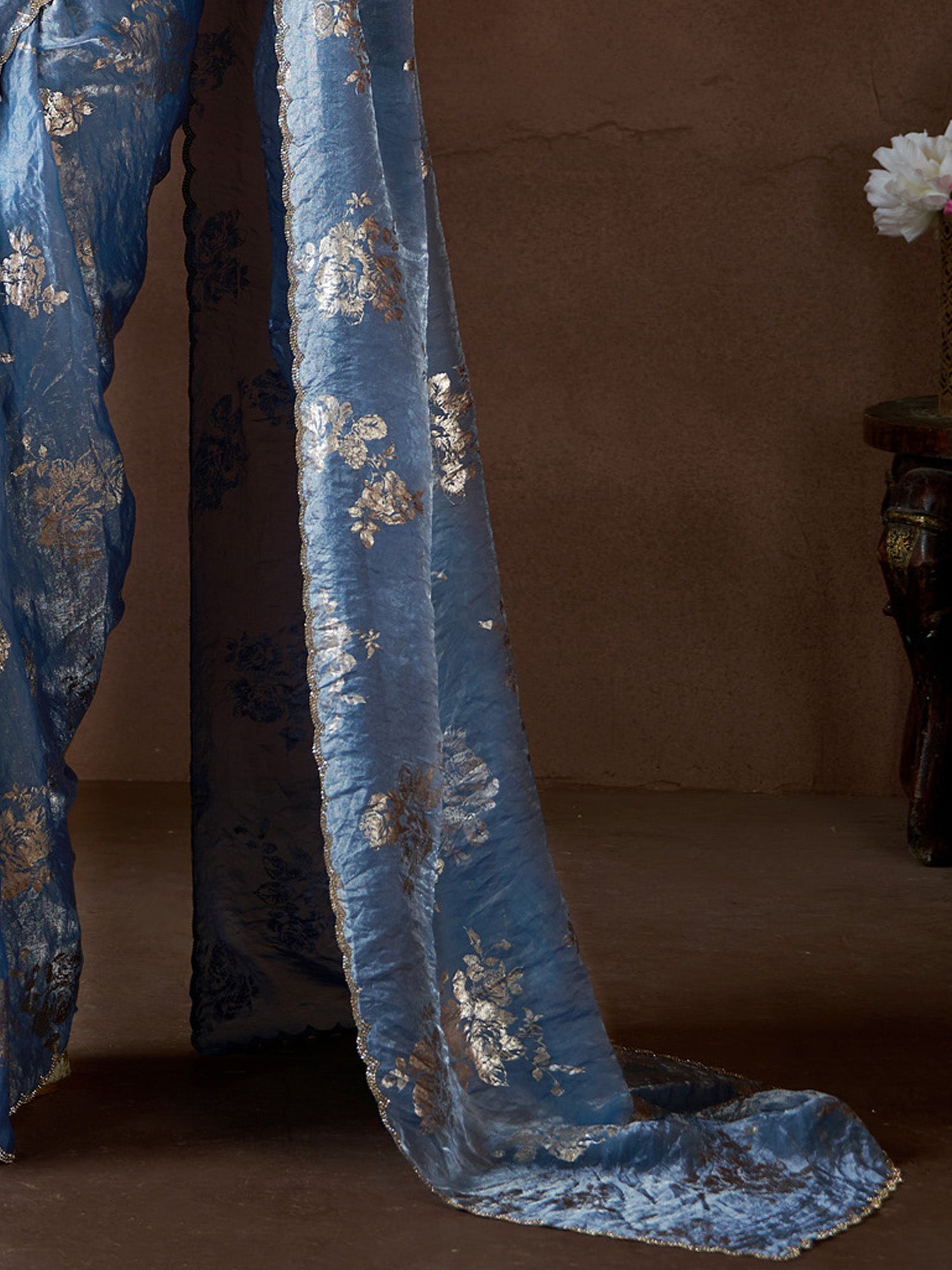 Light Blue Pure Silk Party Wear Saree - Ressa