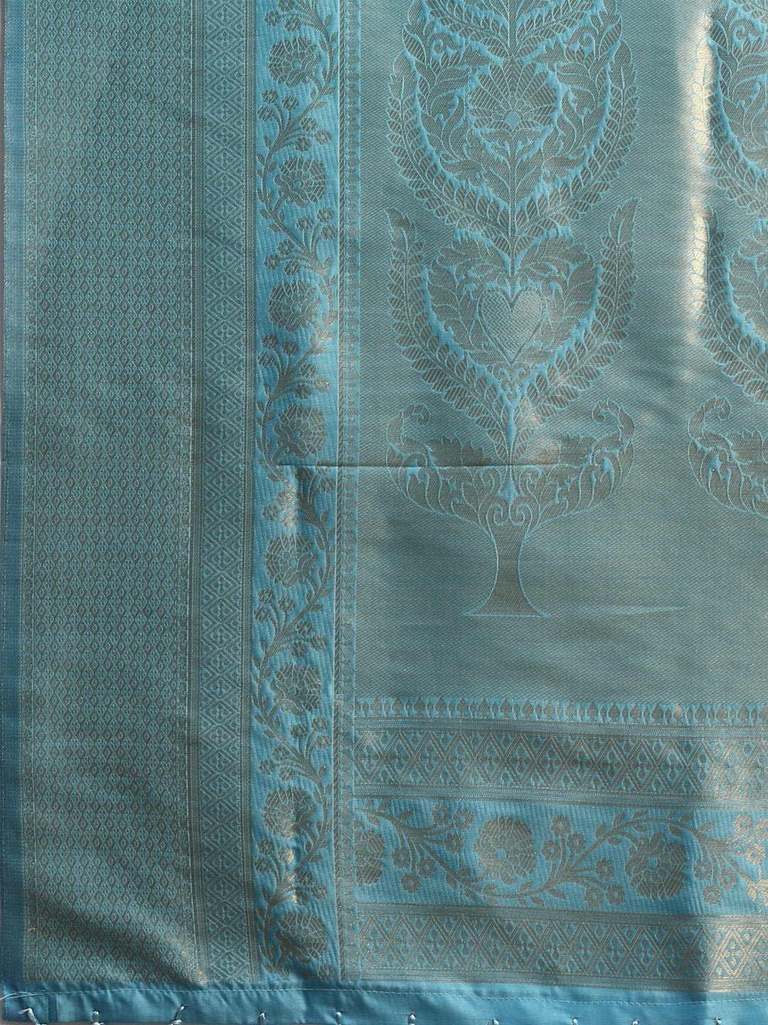 Light Blue Silk Blend Kanjeevaram Saree - Ressa