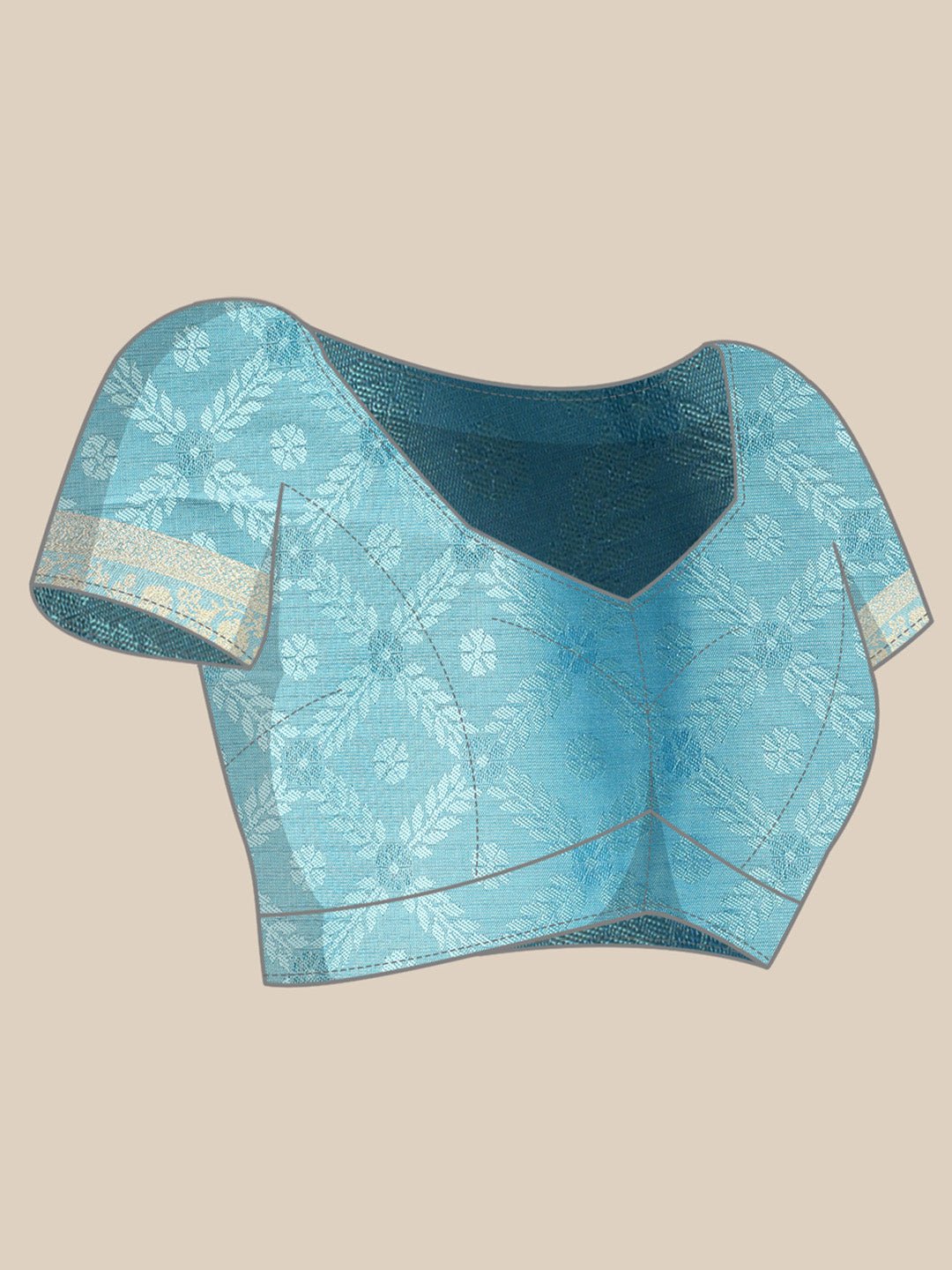 Light Blue Silk Blend Kanjeevaram Saree - Ressa