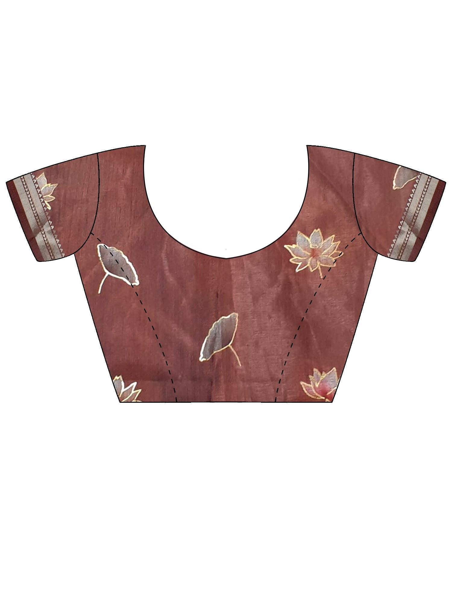 Light Brown Tussar Foil Print Saree - Ressa