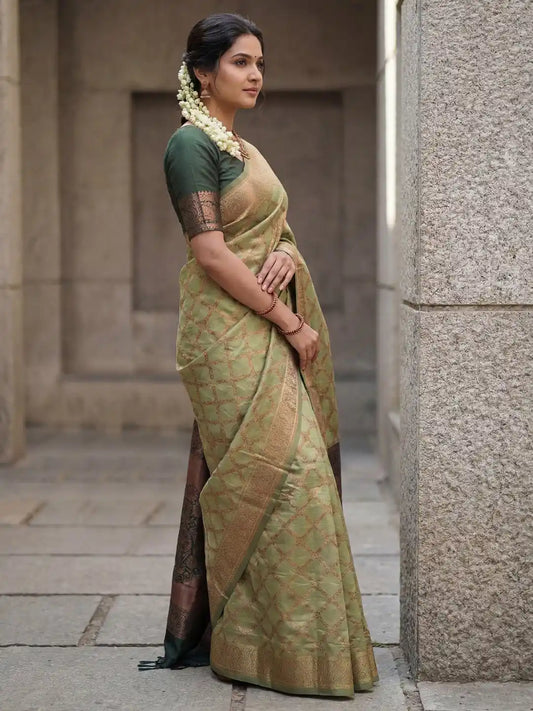 Light Green Banarasi Silk Saree