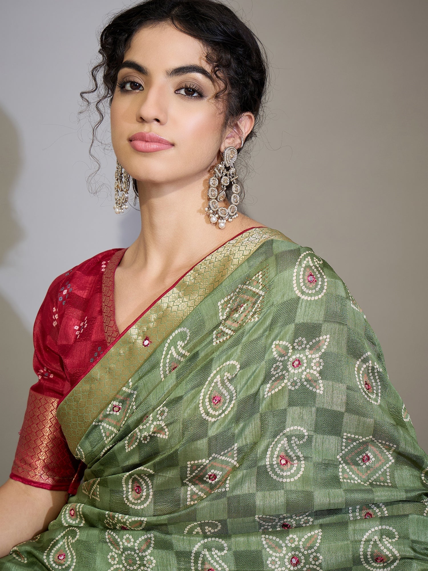 Light Green Cotton Saree with Zari Stripes - Ressa