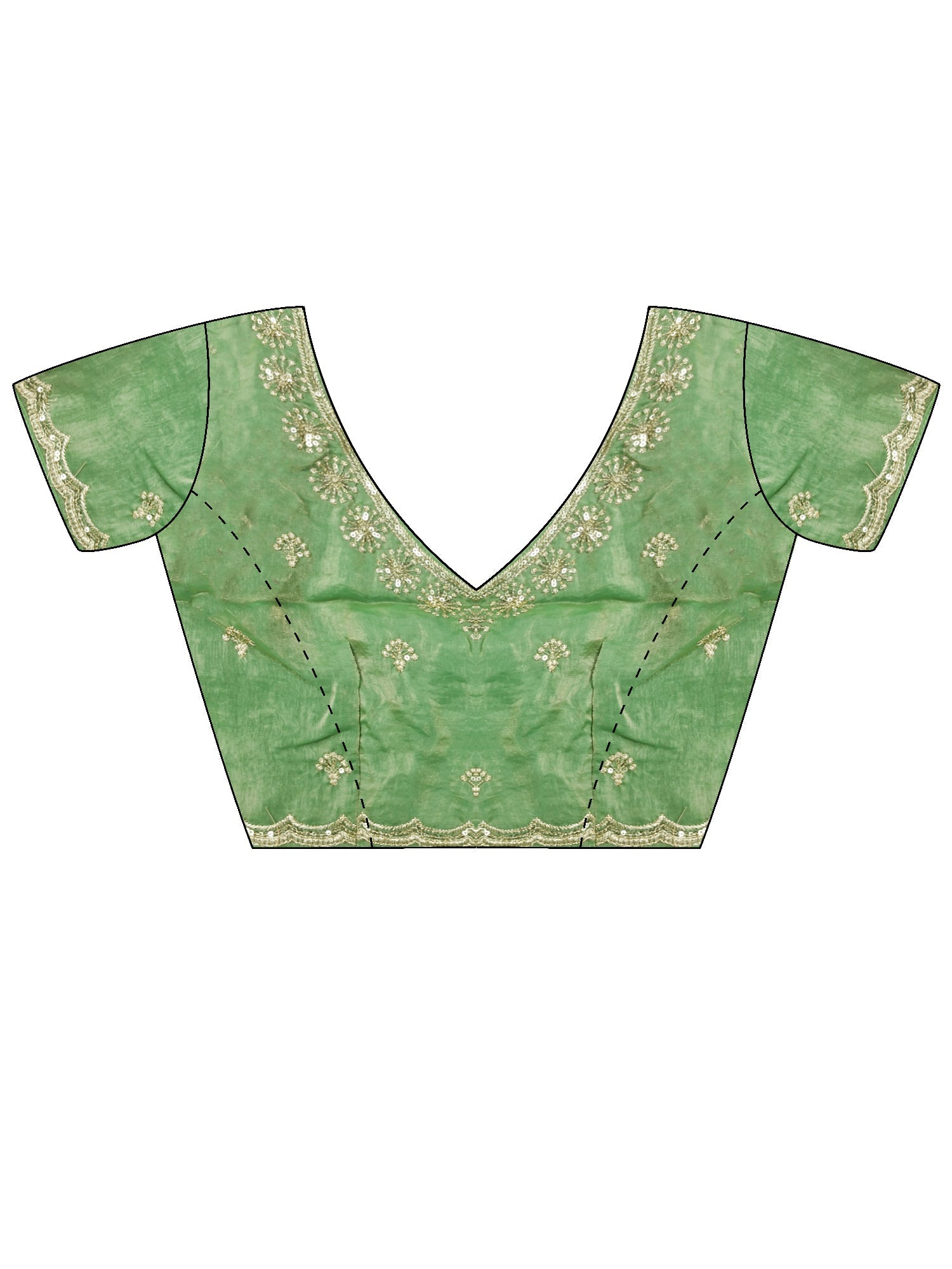 Light Green Tissue Silk Saree with Embroidered Border - Ressa