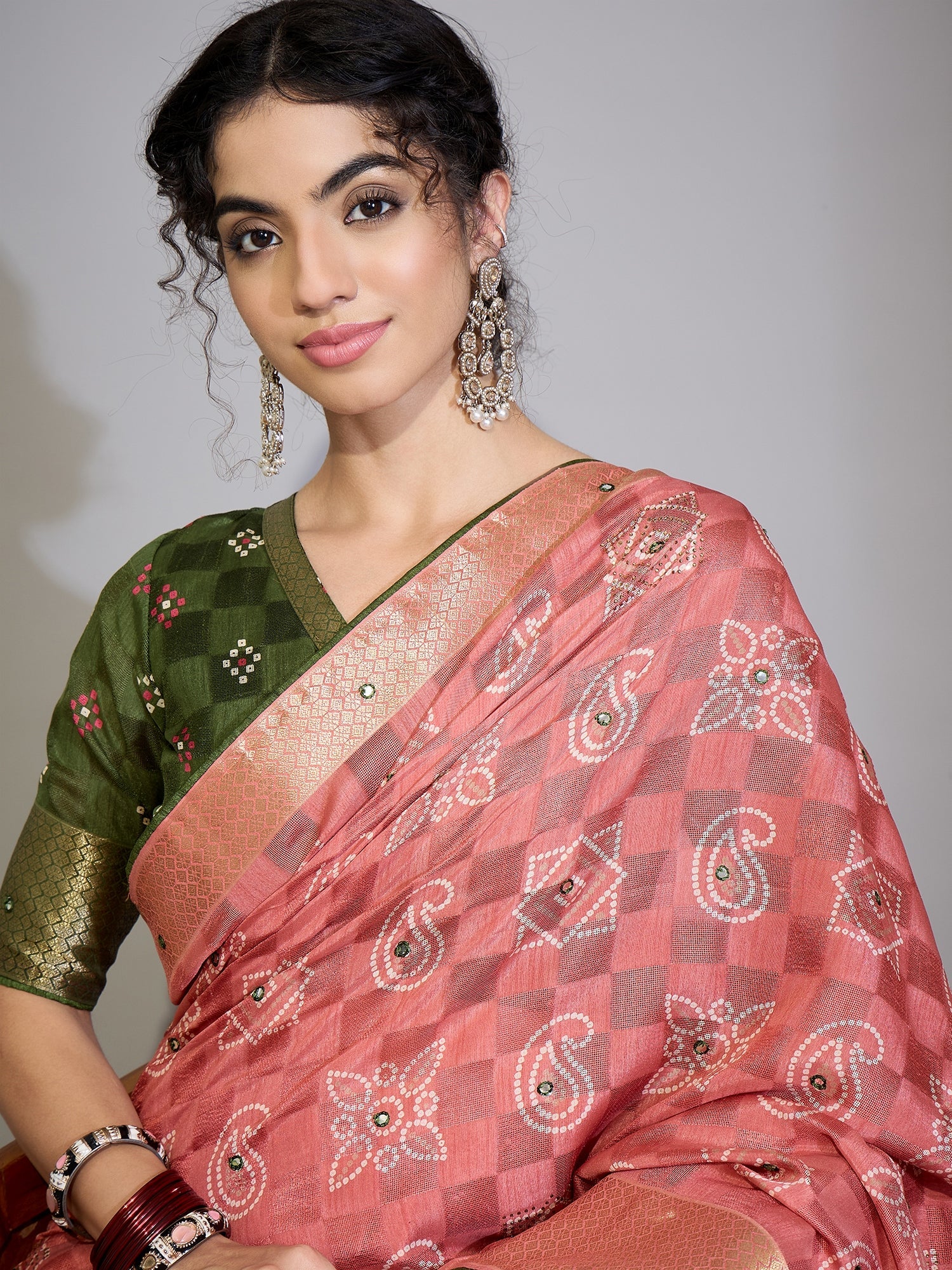 Light Pink Cotton Blend Saree with Zari Stripes - Ressa