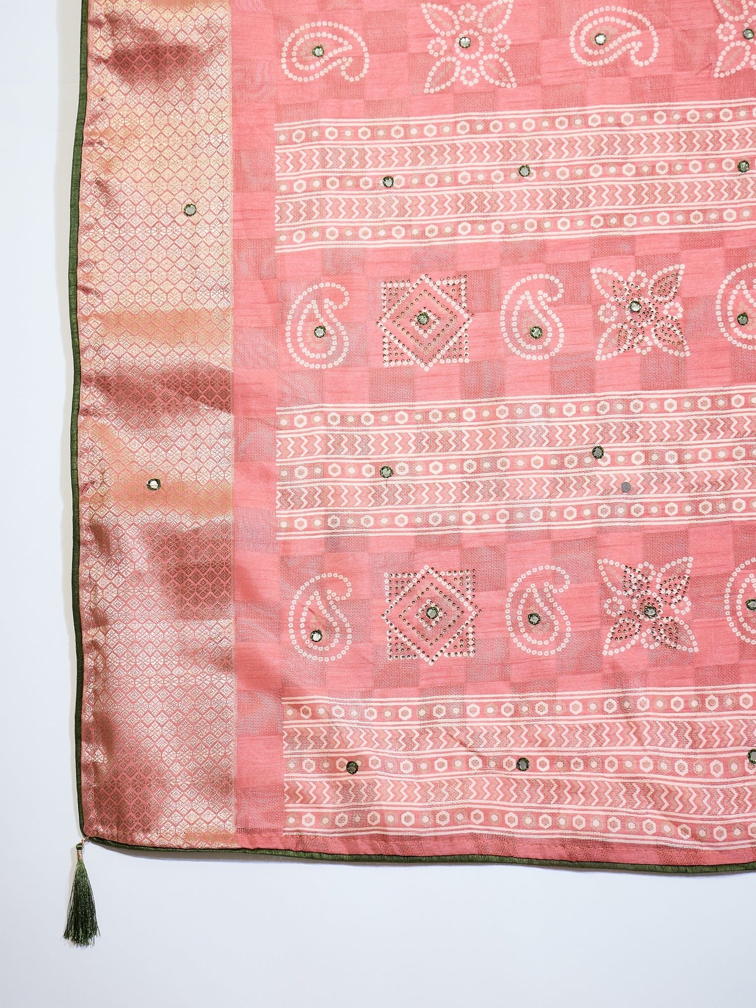 Light Pink Cotton Blend Saree with Zari Stripes - Ressa