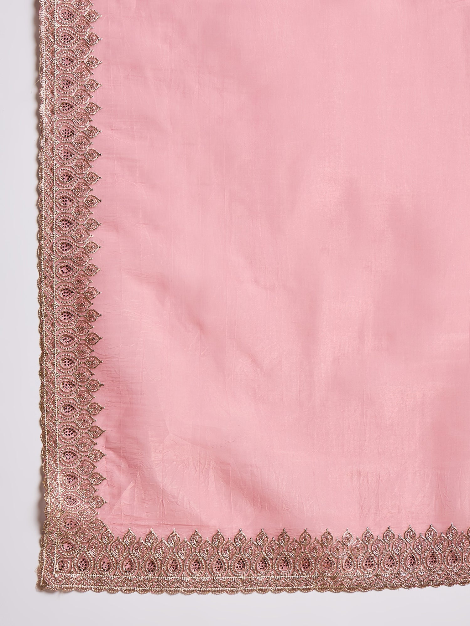 Light Pink Paper Silk Embroidered Border Saree - Ressa