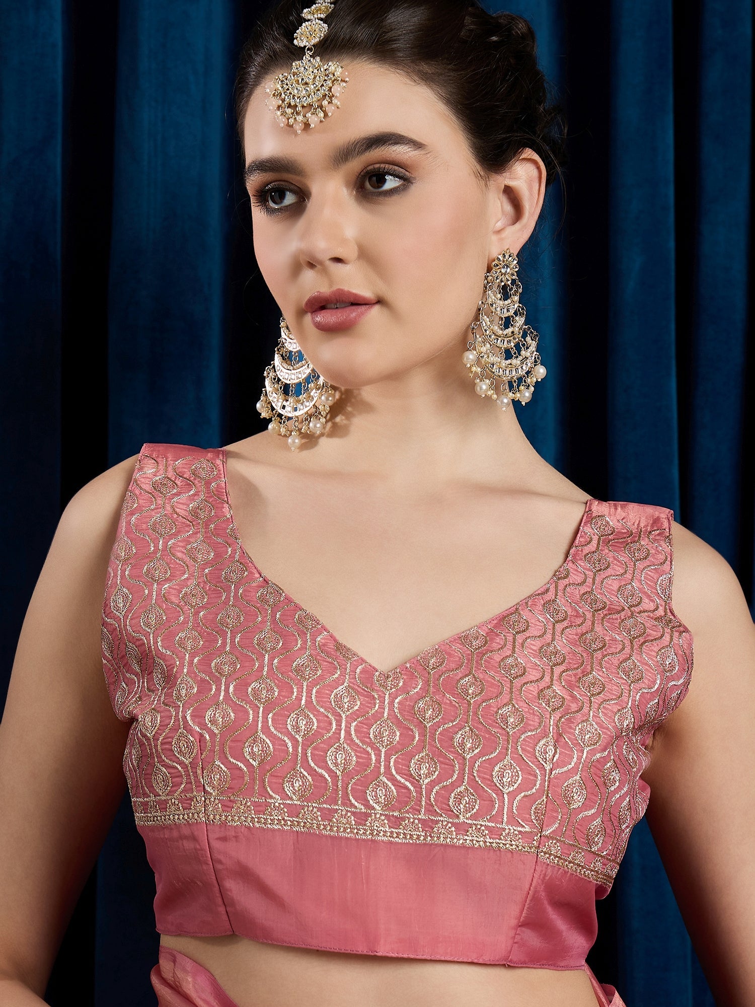 Light Pink Paper Silk Embroidered Border Saree - Ressa