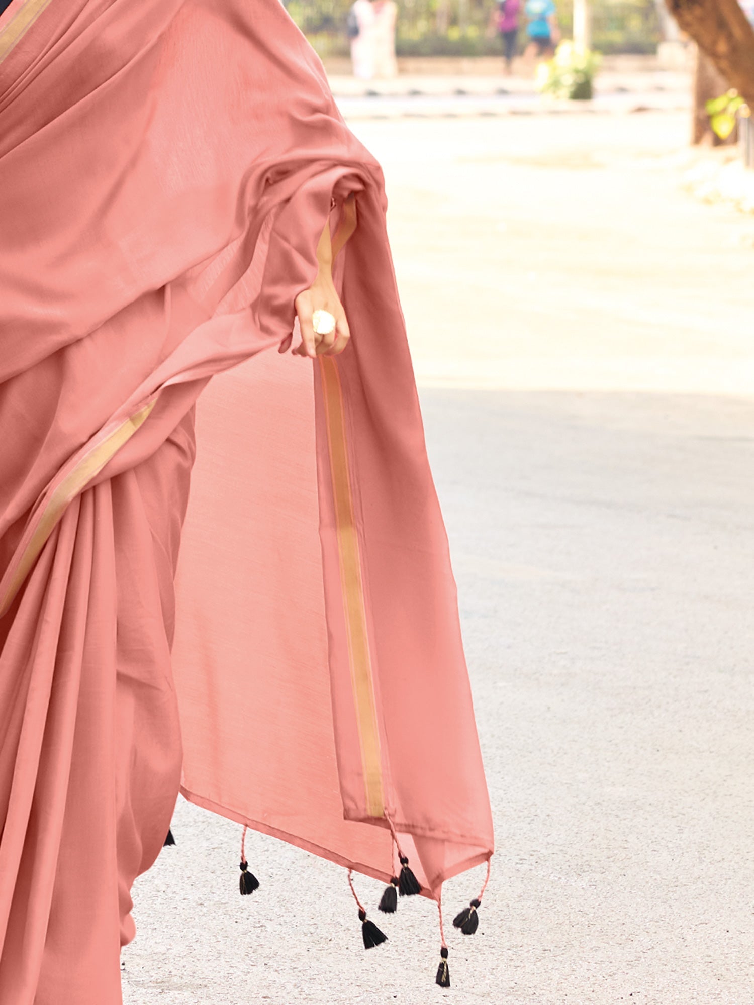 light pink Tissue Silk Saree with Zari Stripes - Ressa
