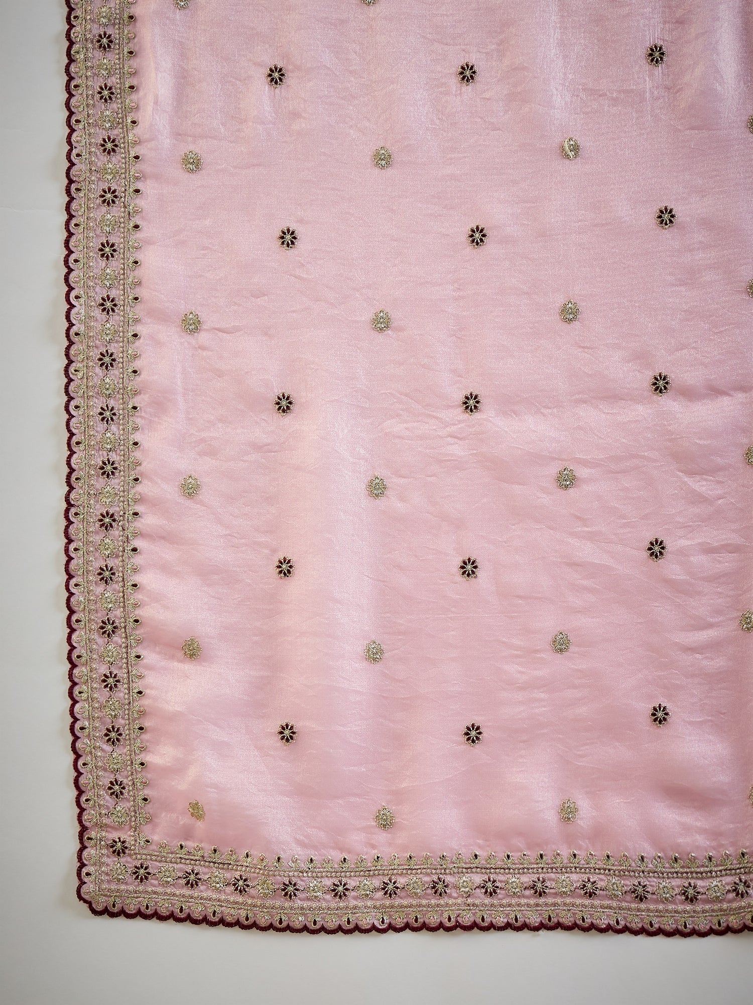 Light Pink Tissue Silk Saree with Zari Stripes - Ressa