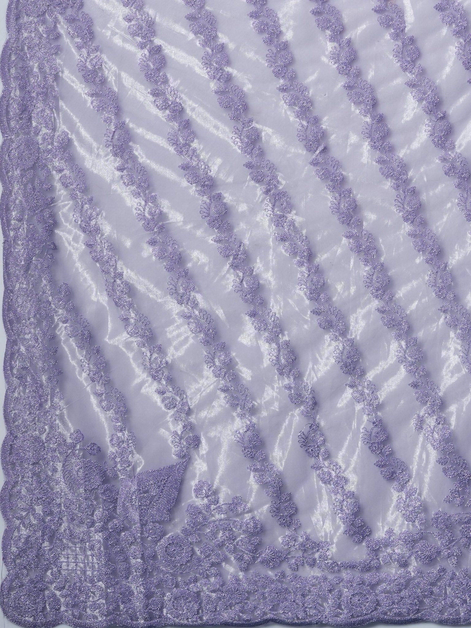 Lilac Supernet Embroidered Saree - Ressa