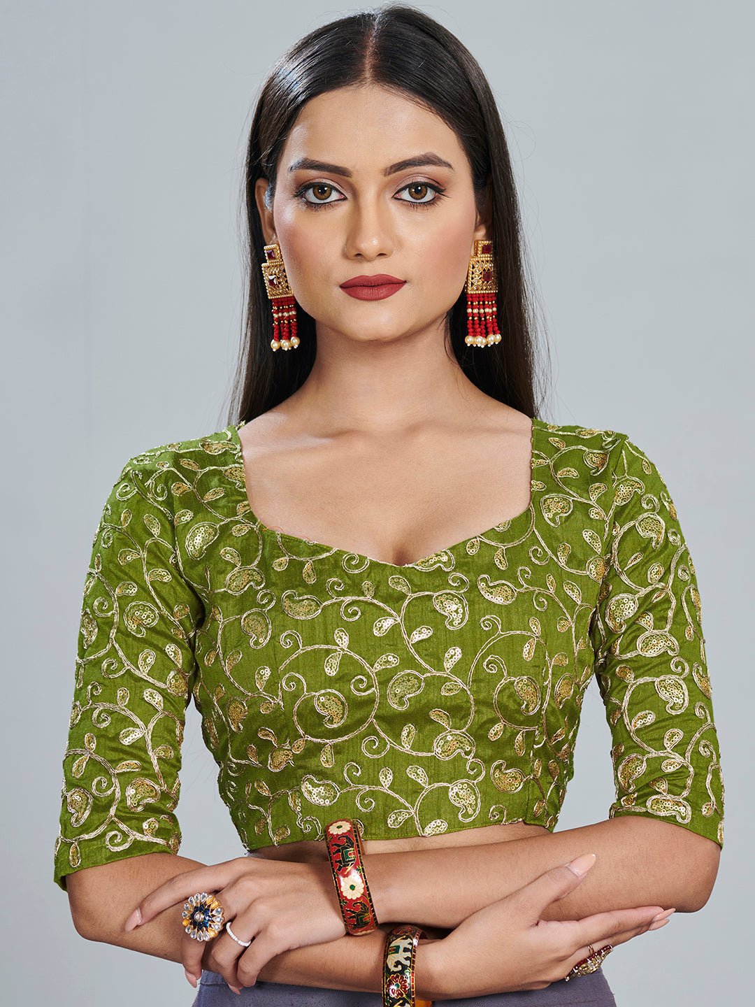 Lime Green Georgette Saree - Ressa