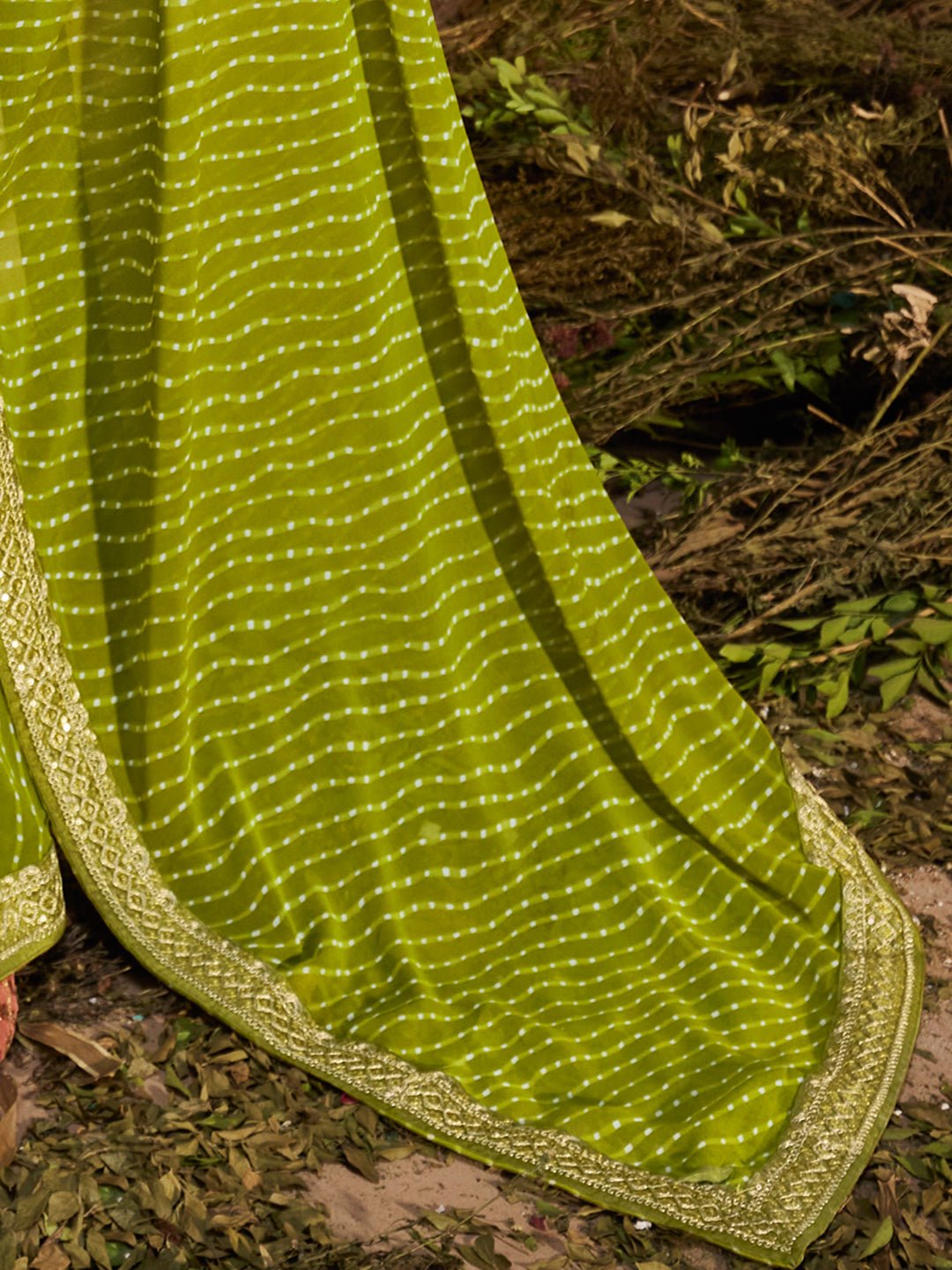 Lime Green Georgette Saree - Ressa