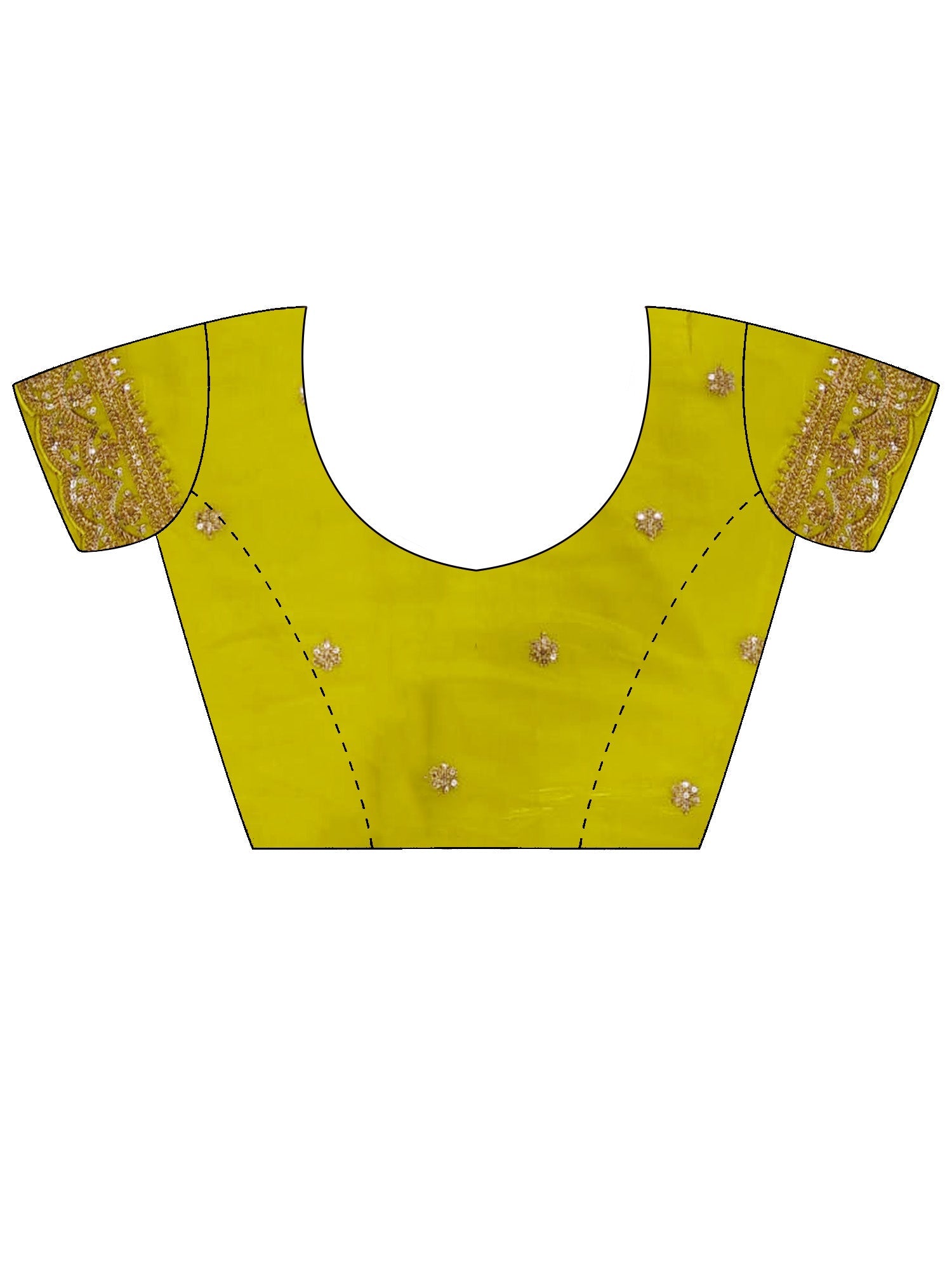 Lime Organza Saree with Gold Embroidered Border - Ressa