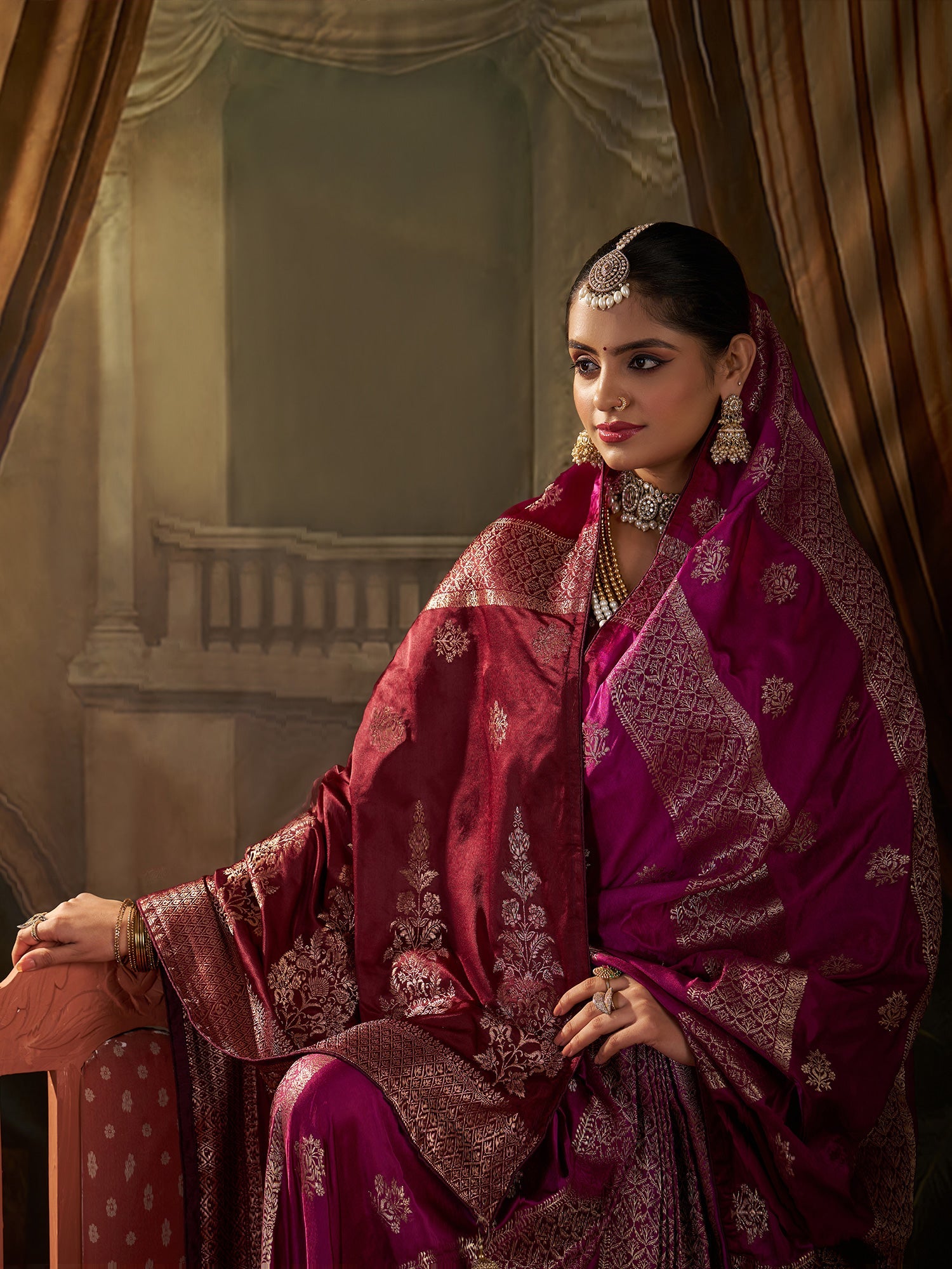 Magenta Banarasi Silk Heritage Zari Weave Saree - Ressa