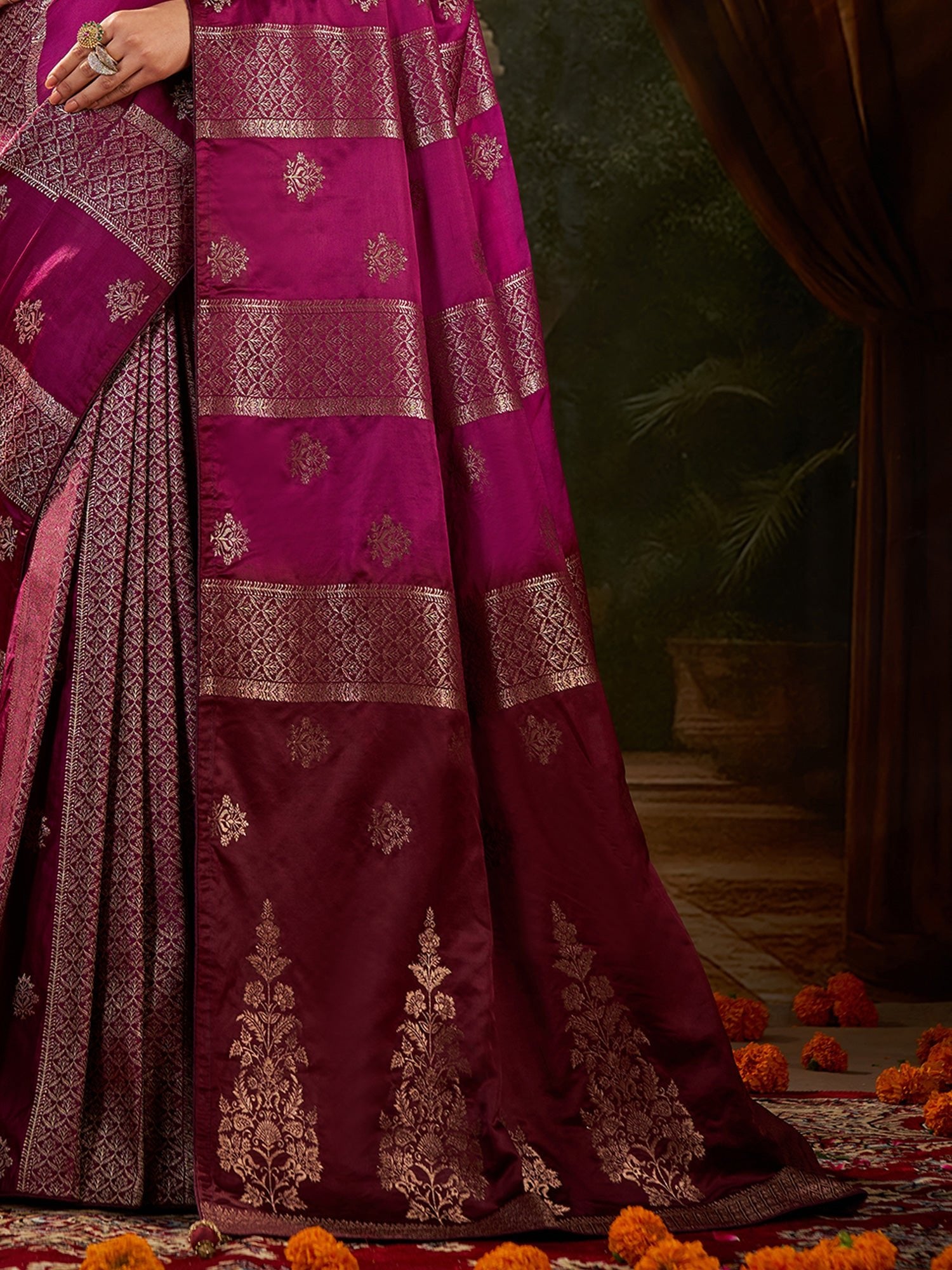Magenta Banarasi Silk Heritage Zari Weave Saree - Ressa