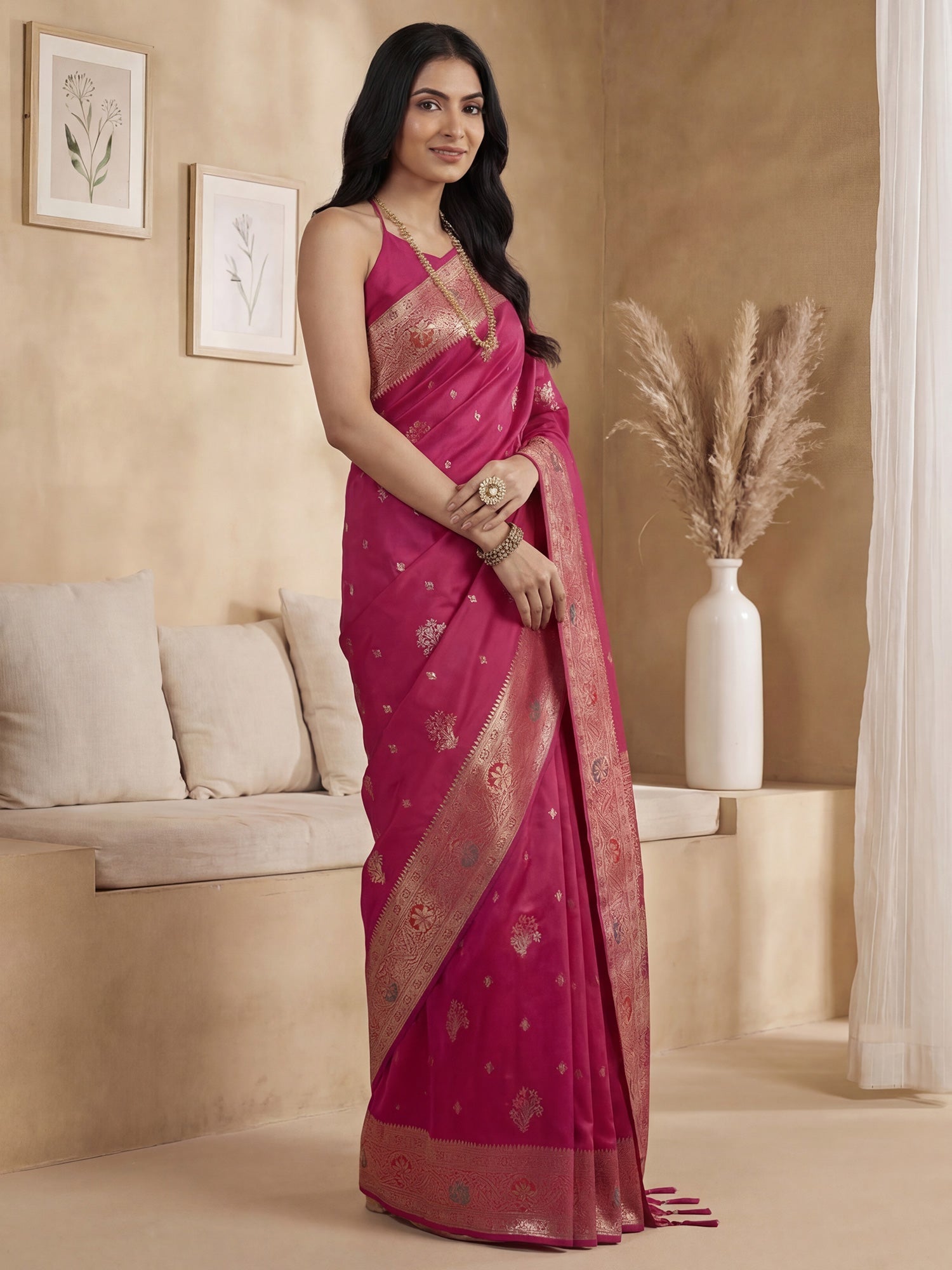 Magenta Banarasi Silk Heritage Zari Weaving - Ressa