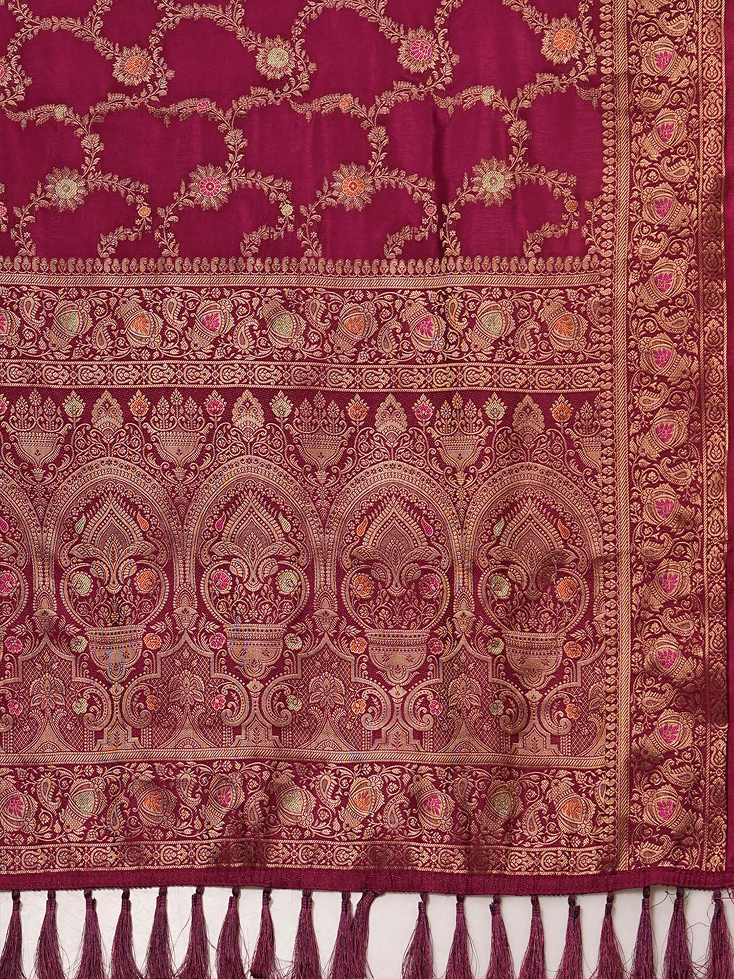 Magenta Banarasi Silk Saree - Ressa