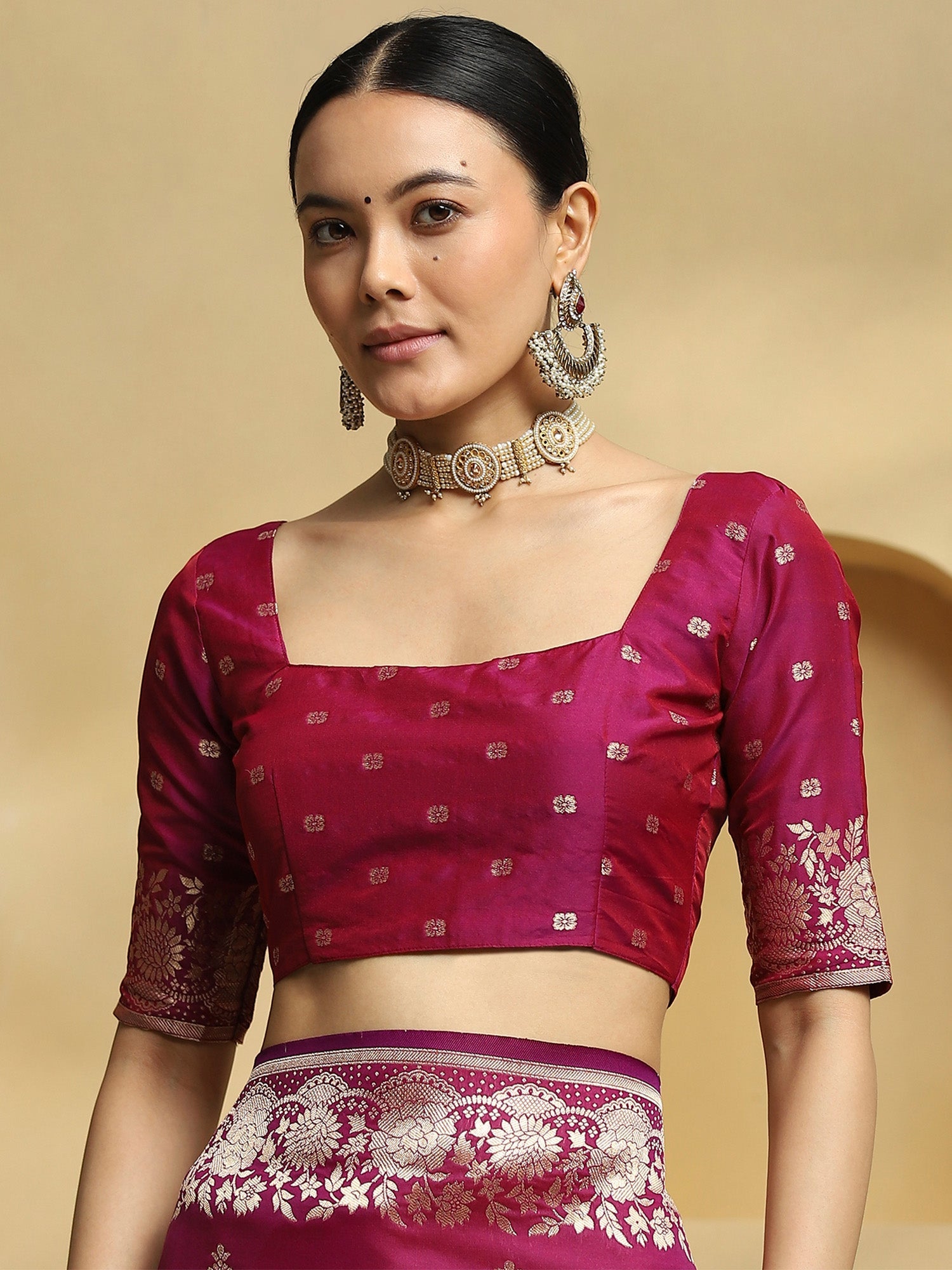Magenta Banarasi Silk Saree - Ressa