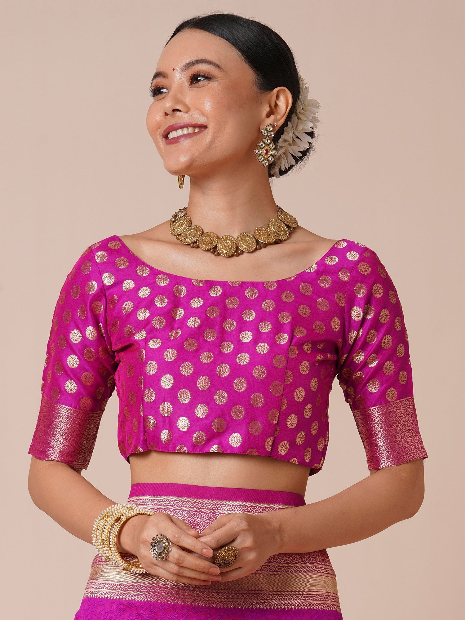 Magenta Banarasi Silk Saree with Zari Weave - Ressa