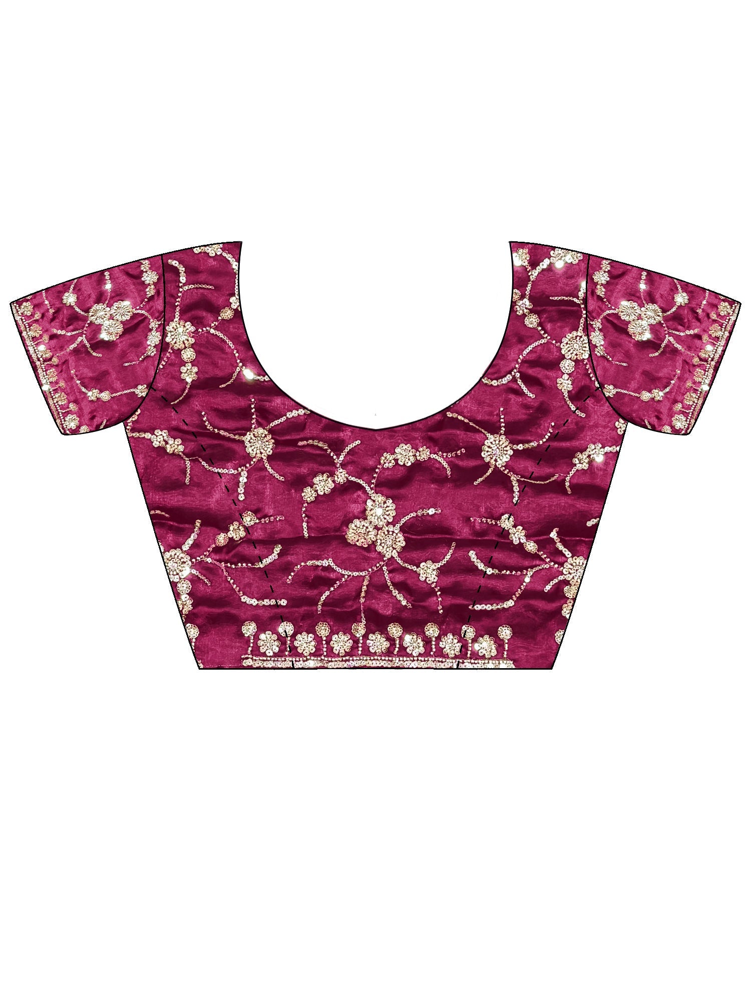 Magenta Embroidered Organza Saree with Cutwork Border - Ressa