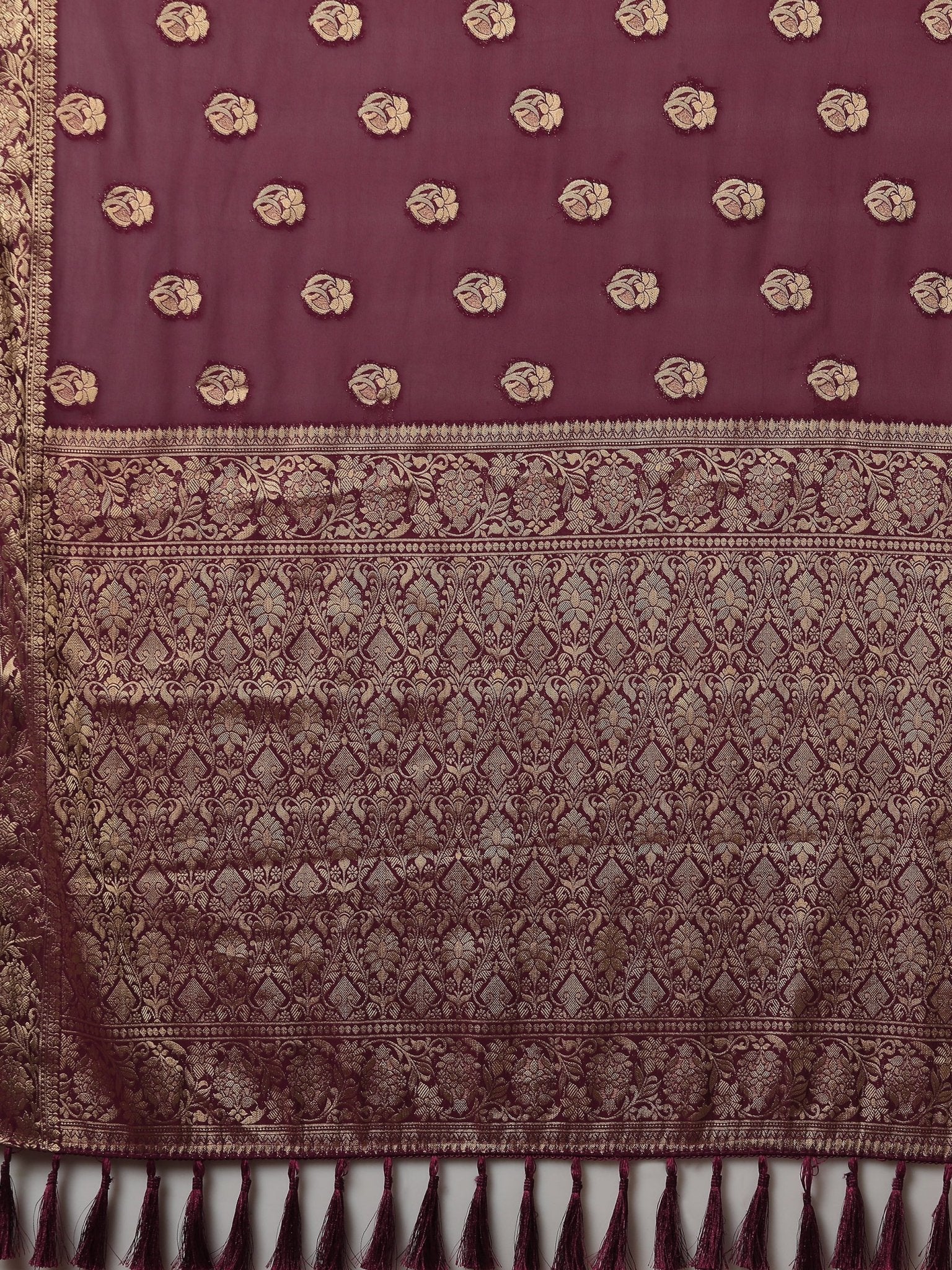 Magenta Floral Butti Georgette Saree - Ressa