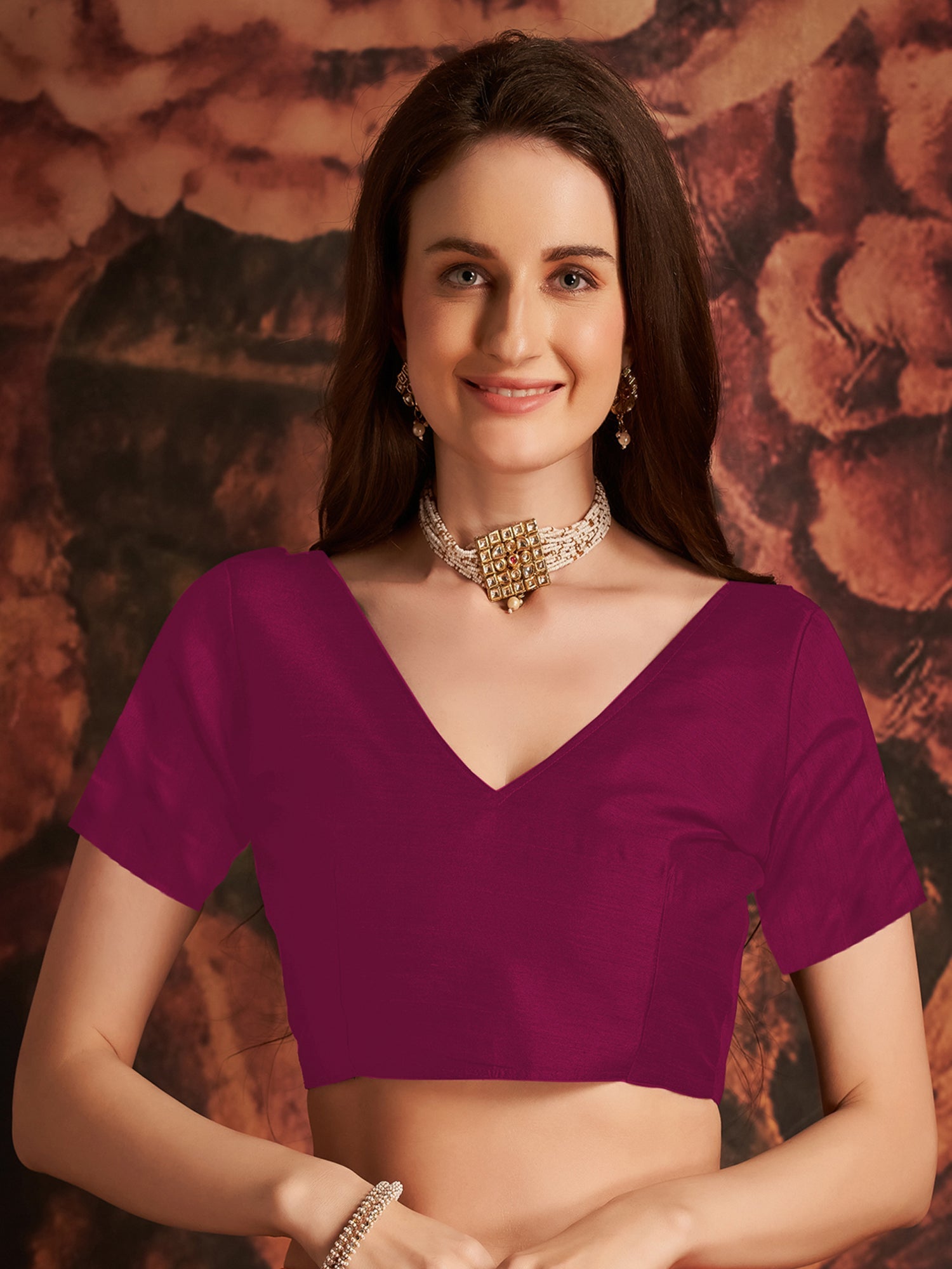 Magenta Floral Georgette Saree - Ressa