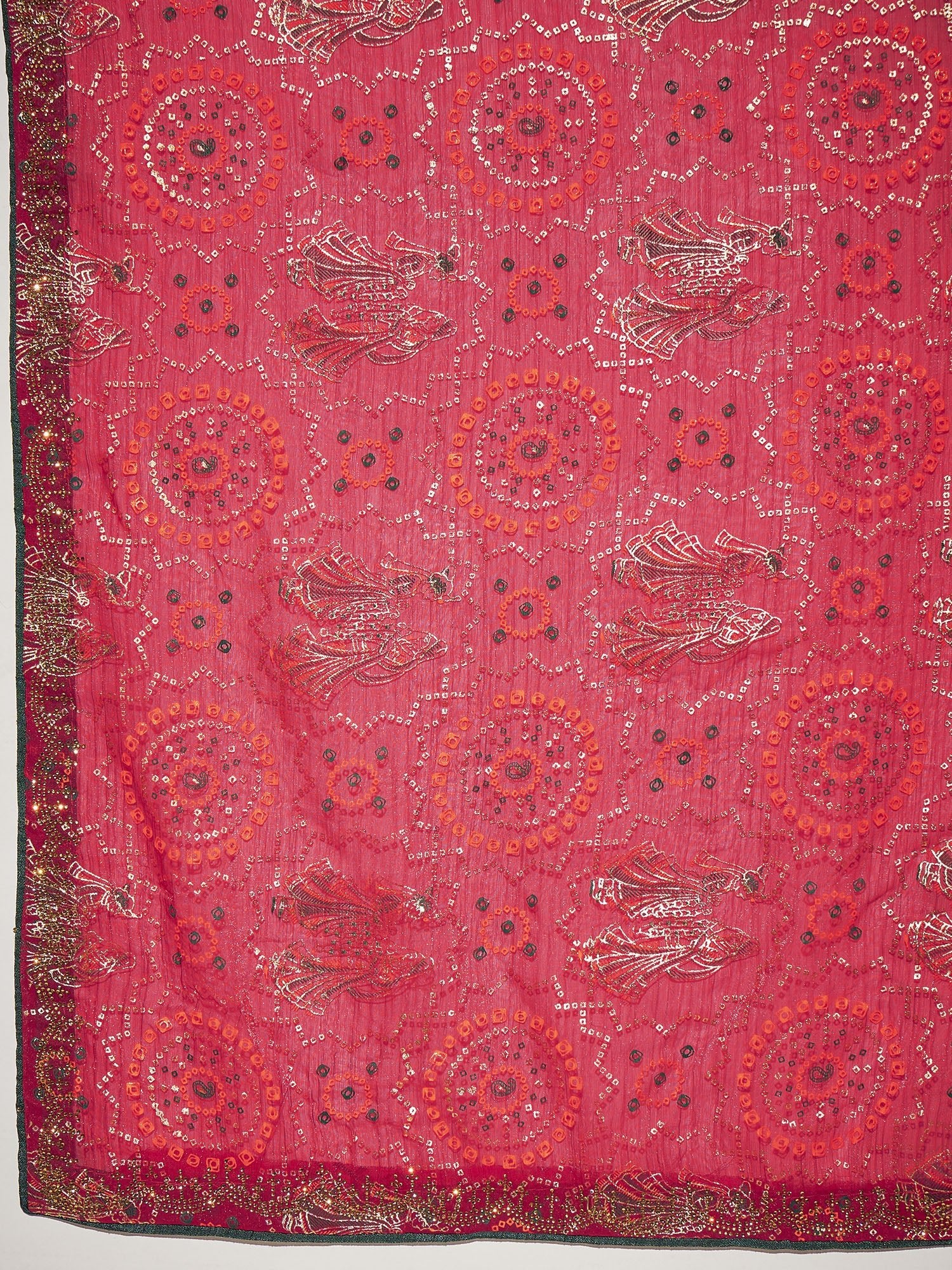 Magenta Georgette Saree with Bandhani Digital Print - Ressa