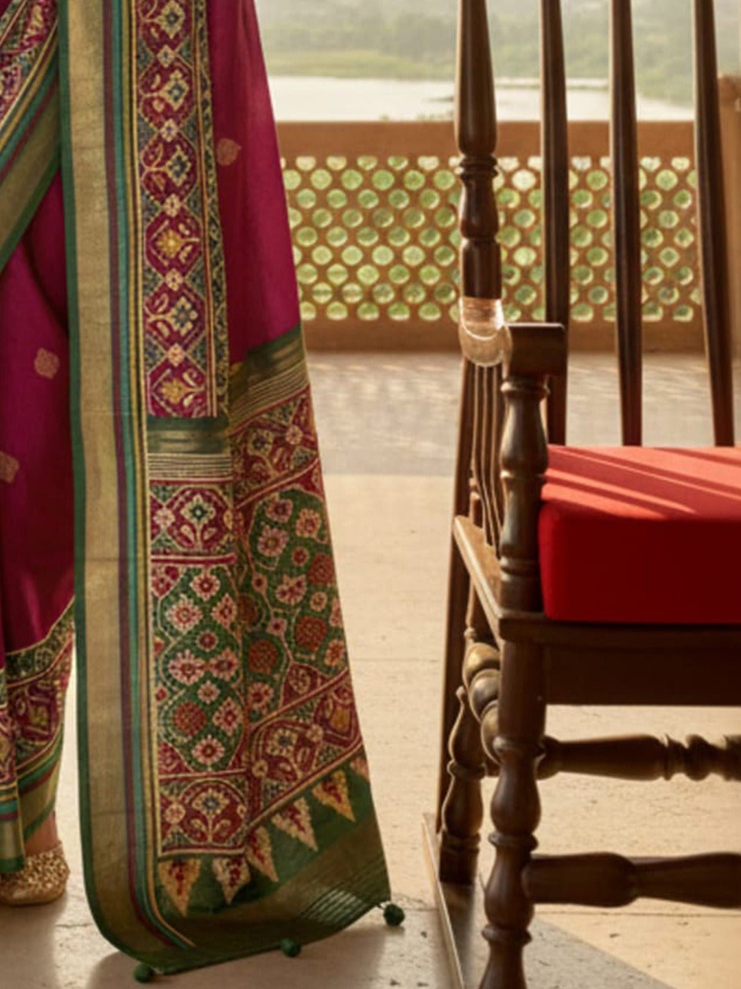 Magenta Green Patola Silk Saree - Ressa