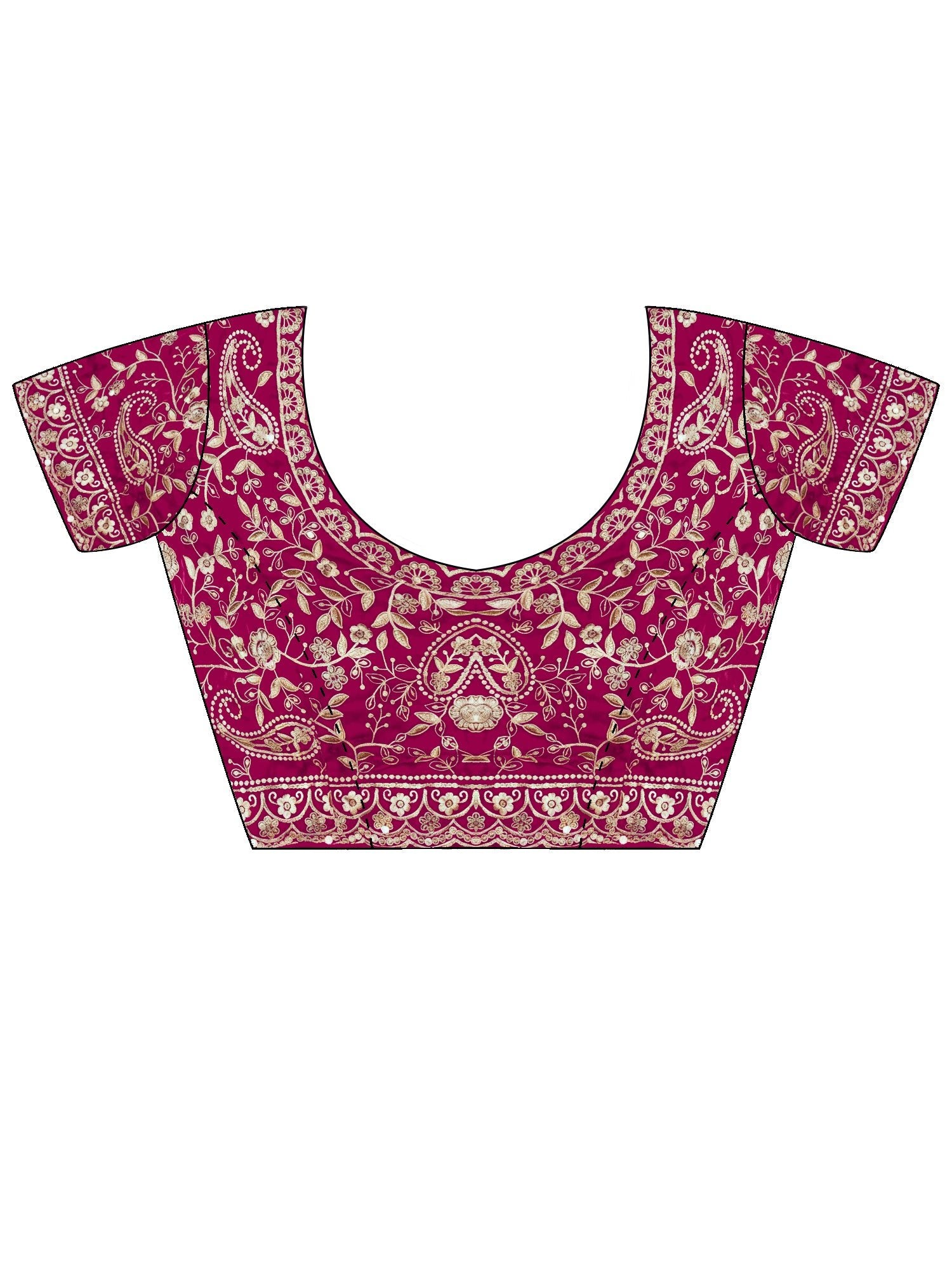 Magenta Organza Embroidered Saree with Blouse - Ressa