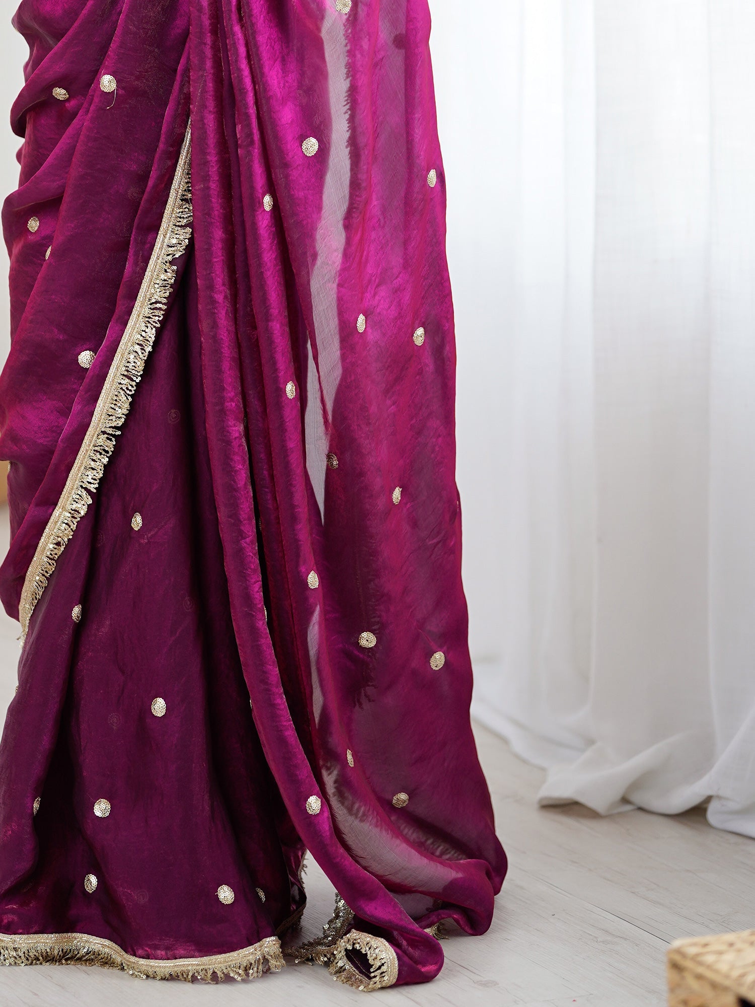 Magenta Pink & Gold Saree - Ressa