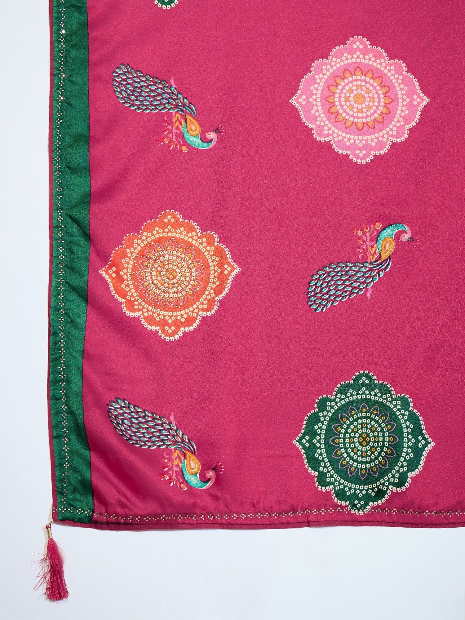 Magenta Pink Printed Crepe Saree - Ressa