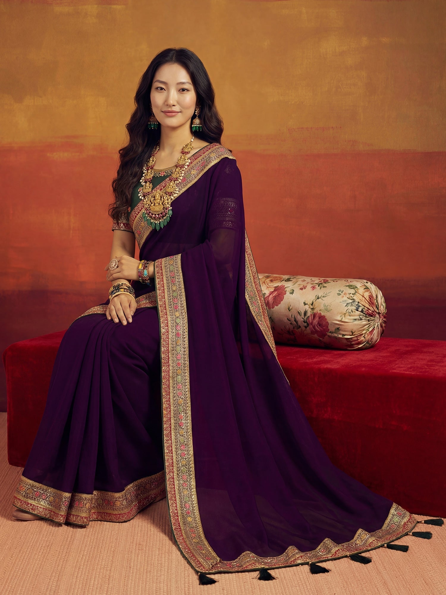 Magenta Pink Tissue Silk Saree with Zari Stripes - Ressa