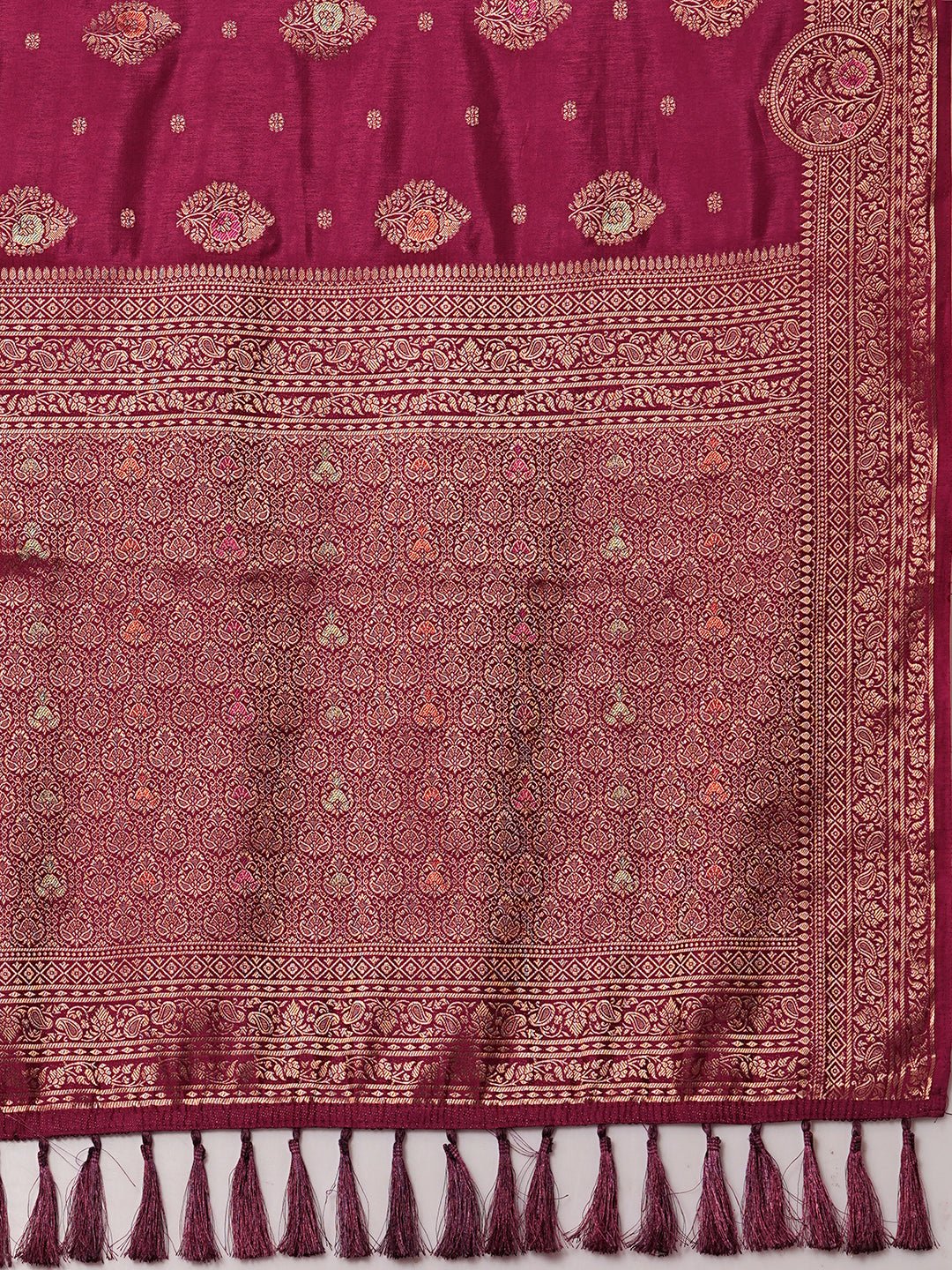 Magenta Silk Blend Banarasi Style Saree - Ressa