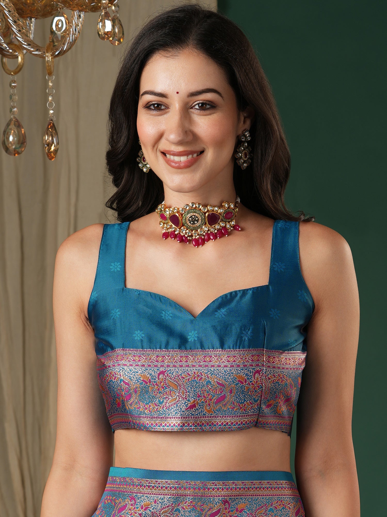 Magenta Silk Saree with Floral Jaal - Ressa