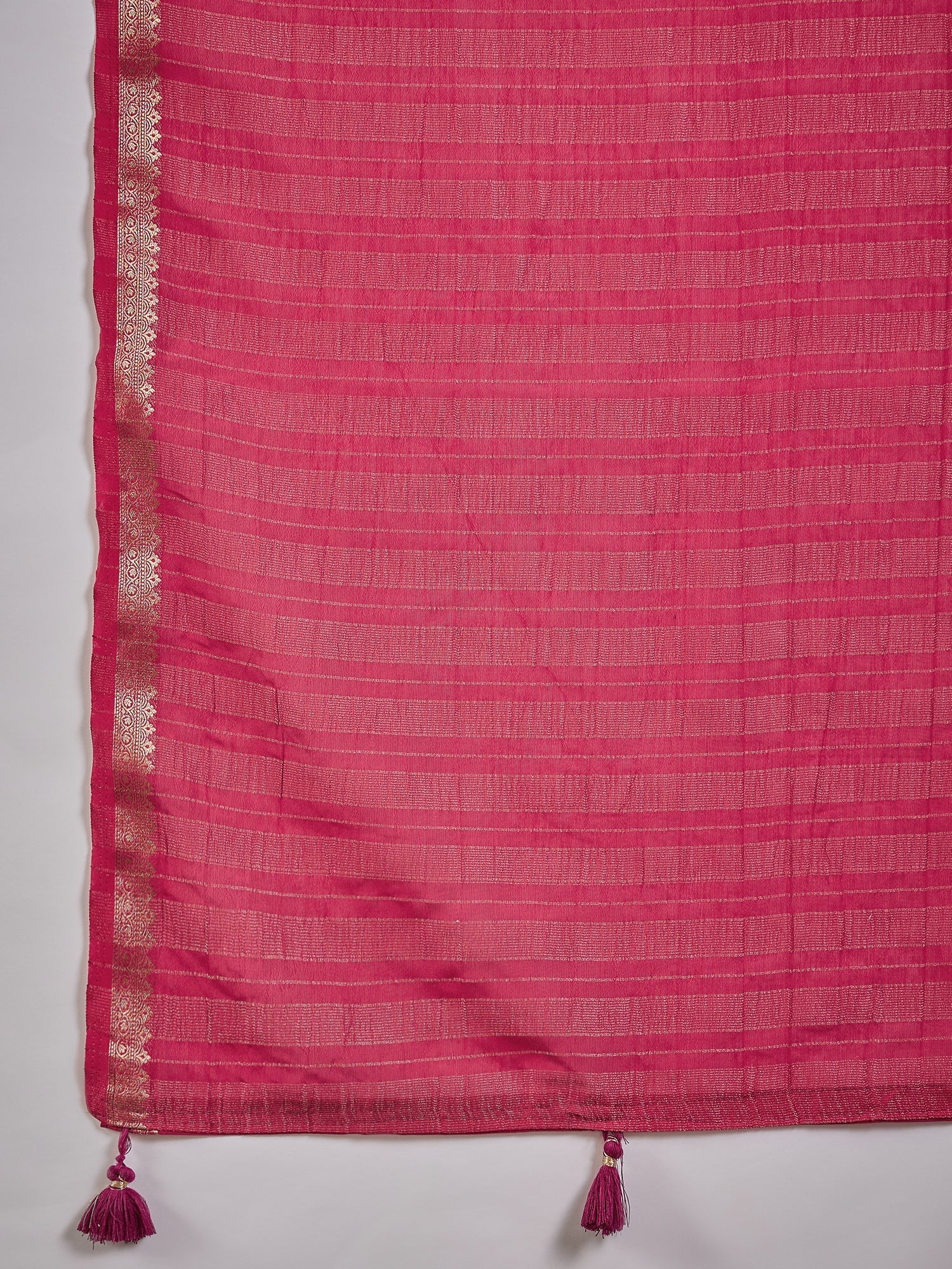 Magenta Silk Saree with Zari Border & Brocade Blouse - Ressa
