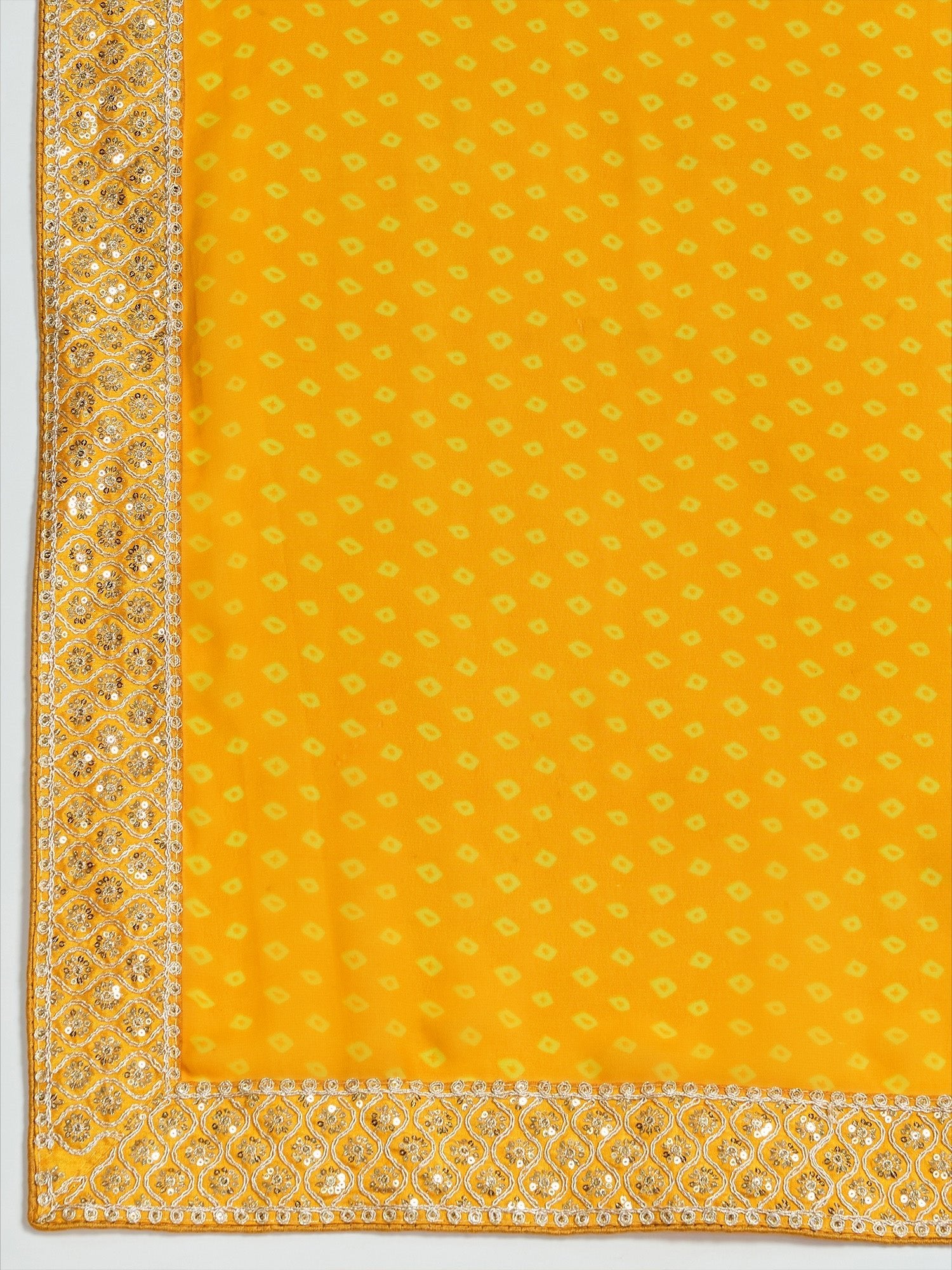 Mango Yellow Bandhani Chiffon Saree - Ressa