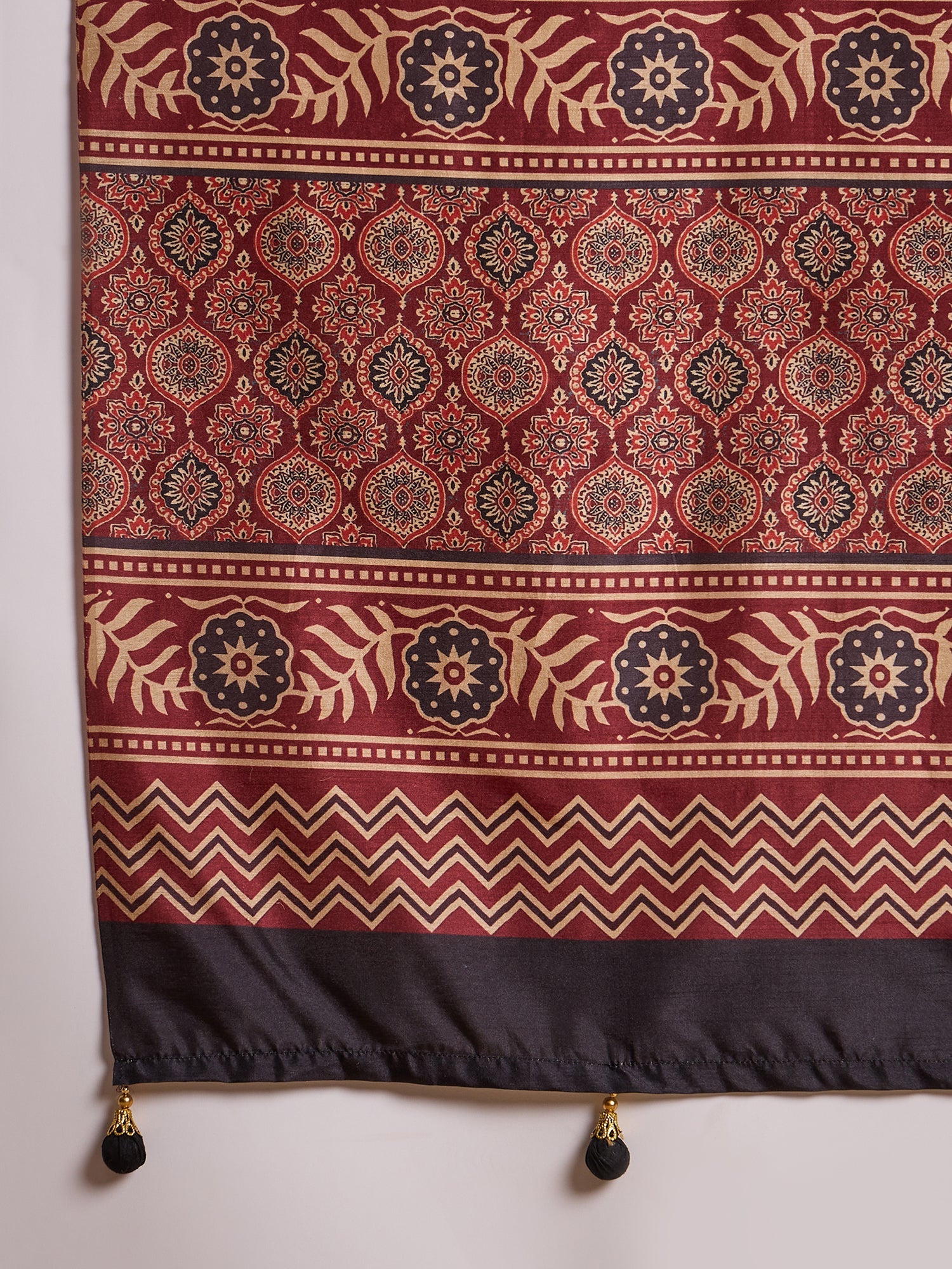 Maroon Ajrakh Print Silk Saree - Ressa