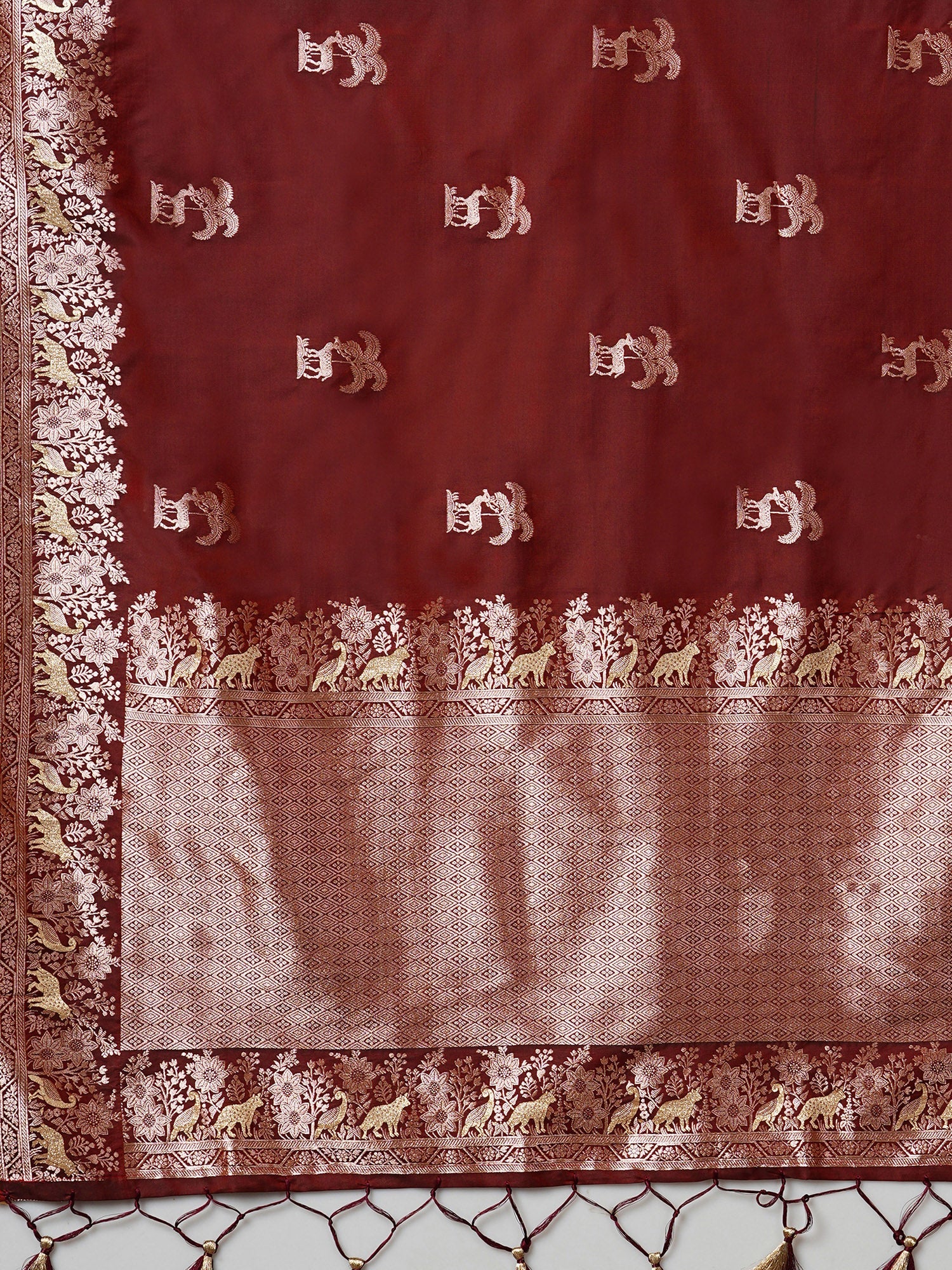 Maroon Banarasi Silk Blend Saree - Ressa