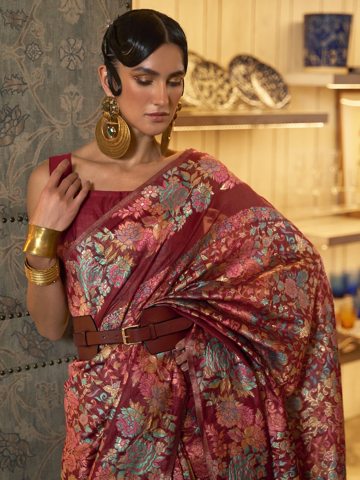 Maroon Banarasi Silk Saree - Ressa