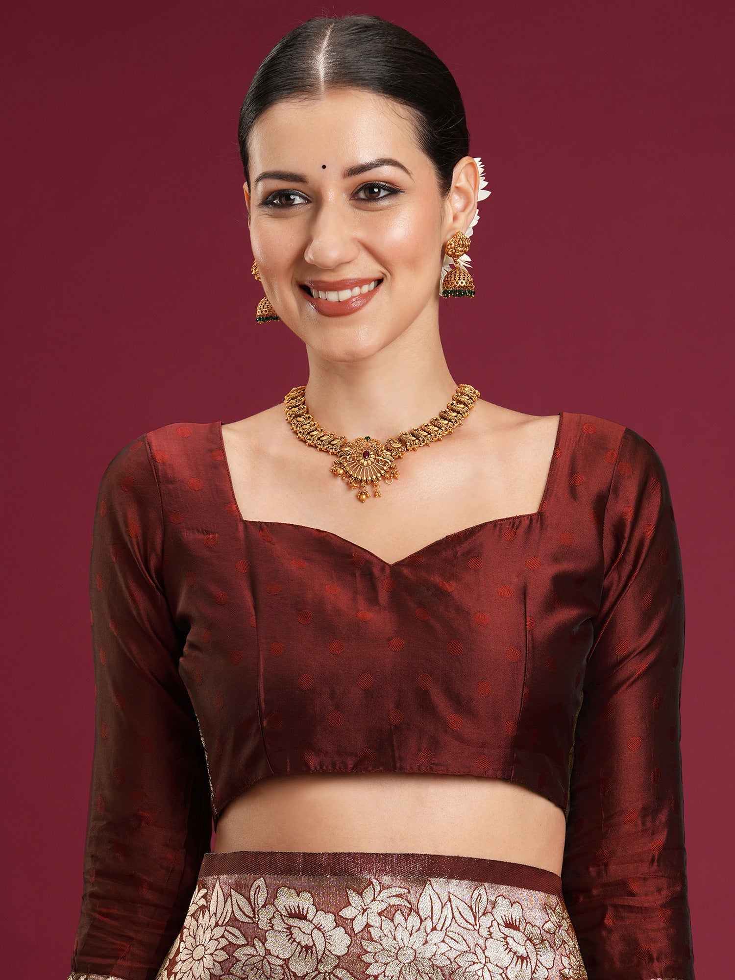 Maroon Banarasi Silk Saree - Ressa